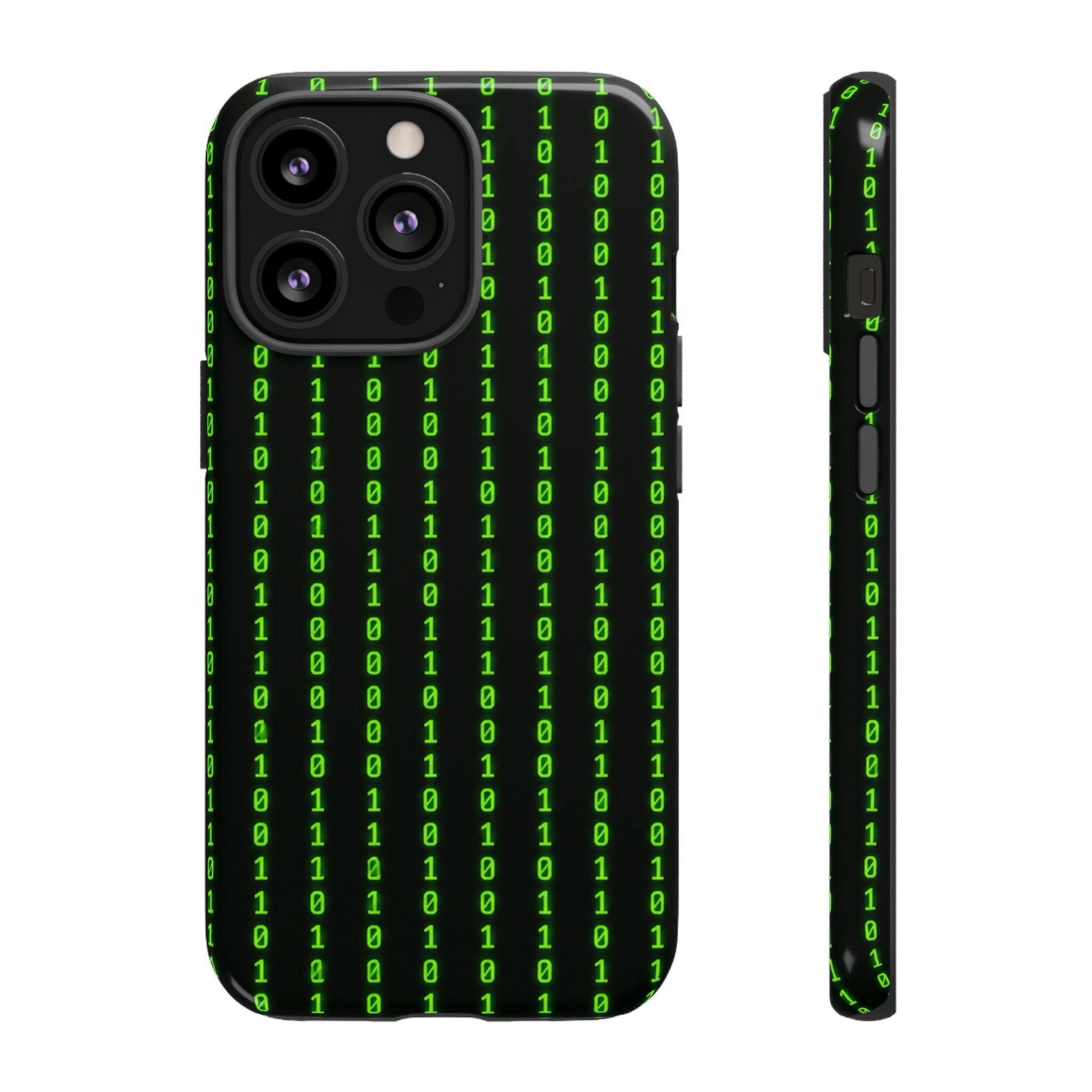 Coder Phone Case — Matrix Binary Code Green on Black Tough Case