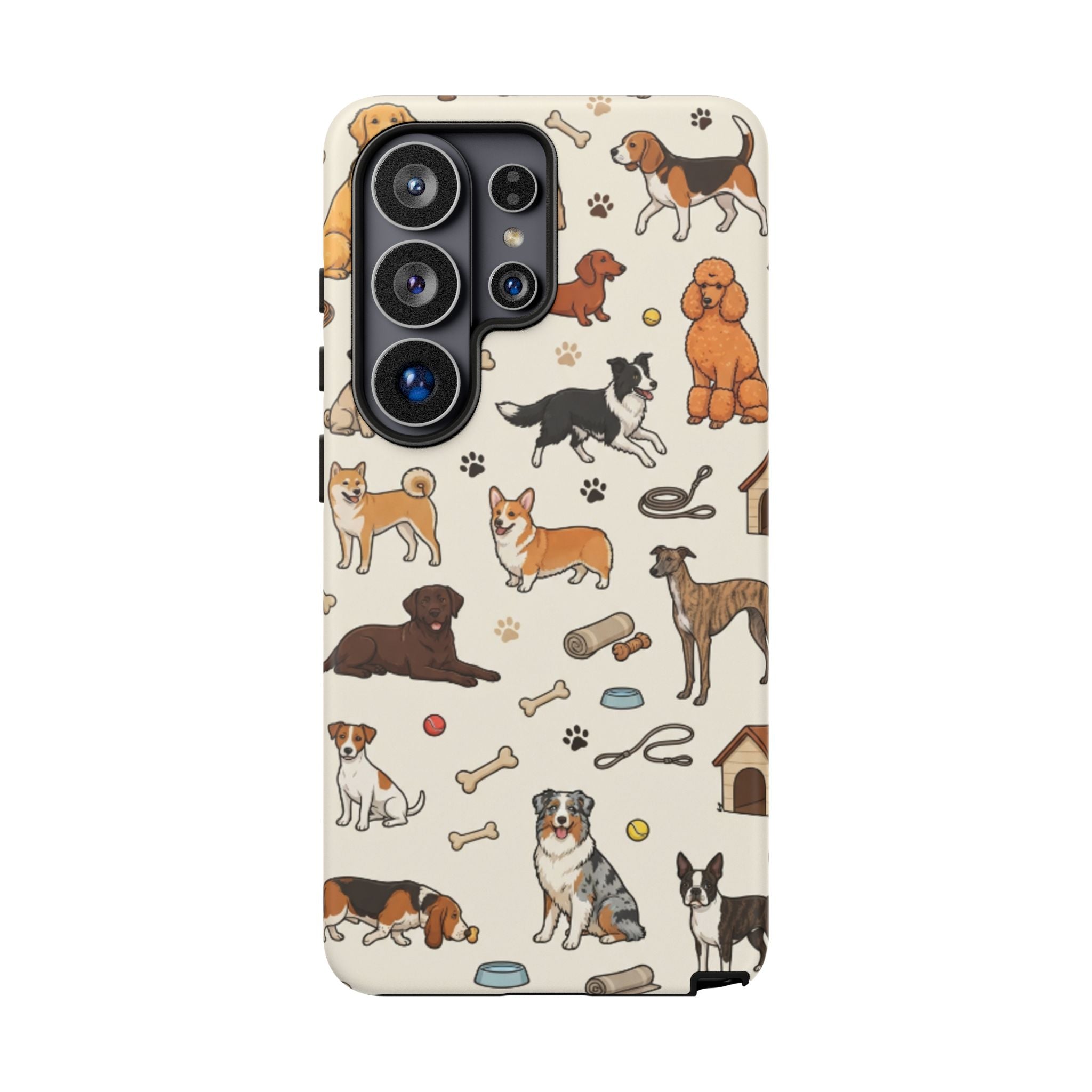 Dog Pattern Tough Phone Case — Cute Breed Collage Protective Cover