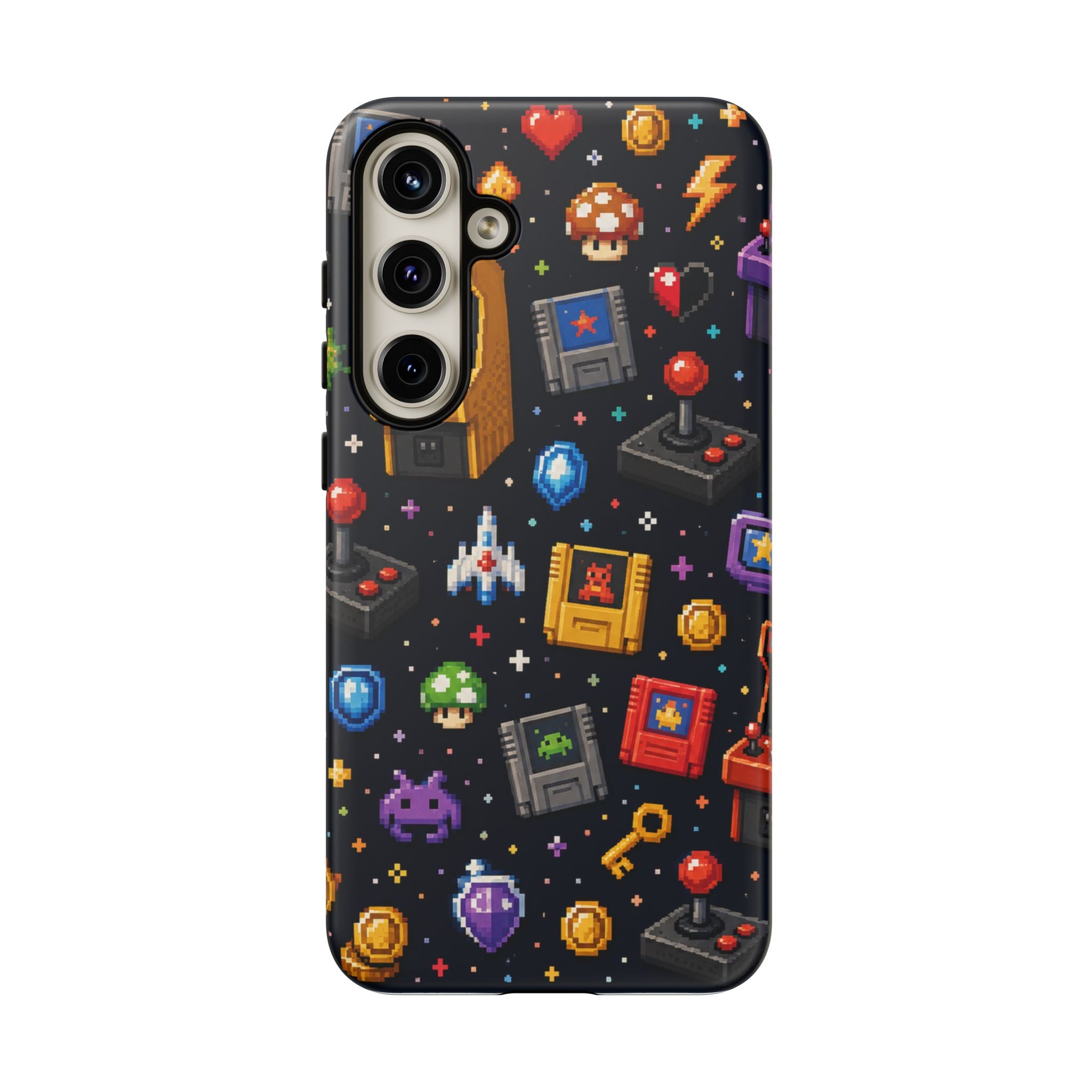 Retro Arcade Pixel Art Phone Case — Gamer Icons Pattern