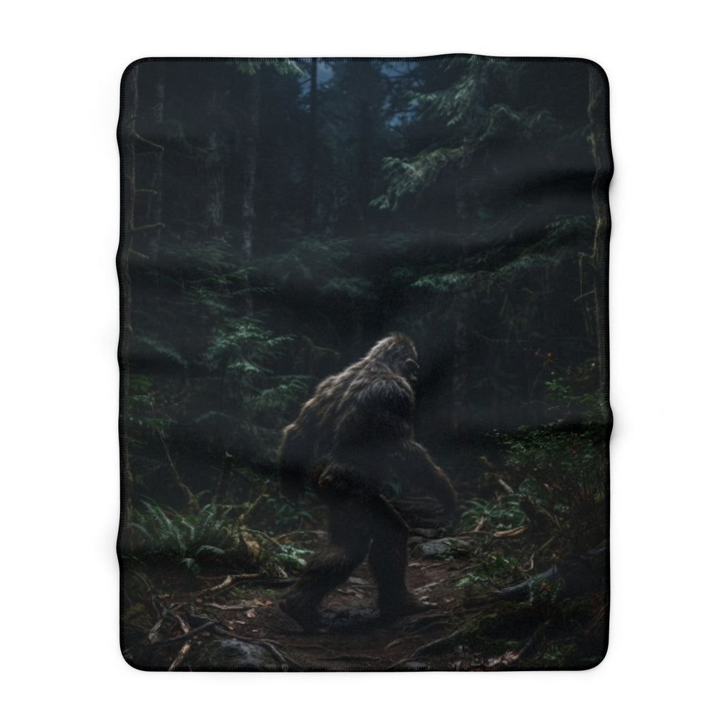 Bigfoot Forest Sherpa Blanket — Cozy Fleece Camping Throw