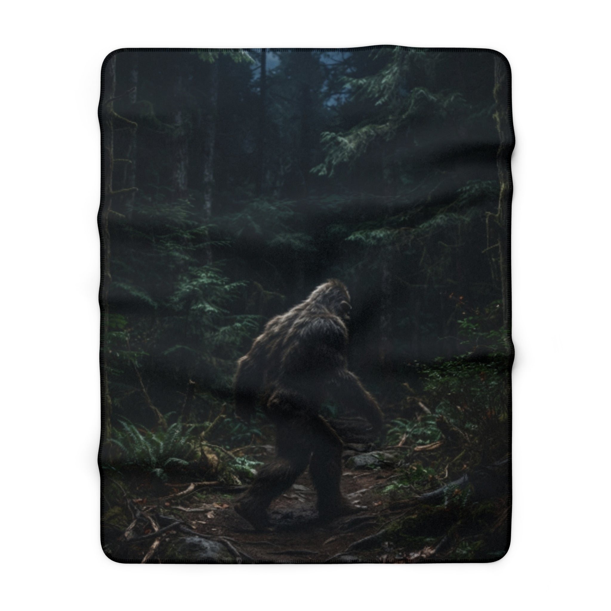 Bigfoot Forest Sherpa Blanket — Cozy Fleece Camping Throw