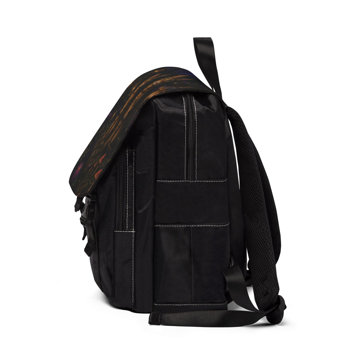 Mystic Cat Night Backpack — Floral Moonlight Shoulder Bag