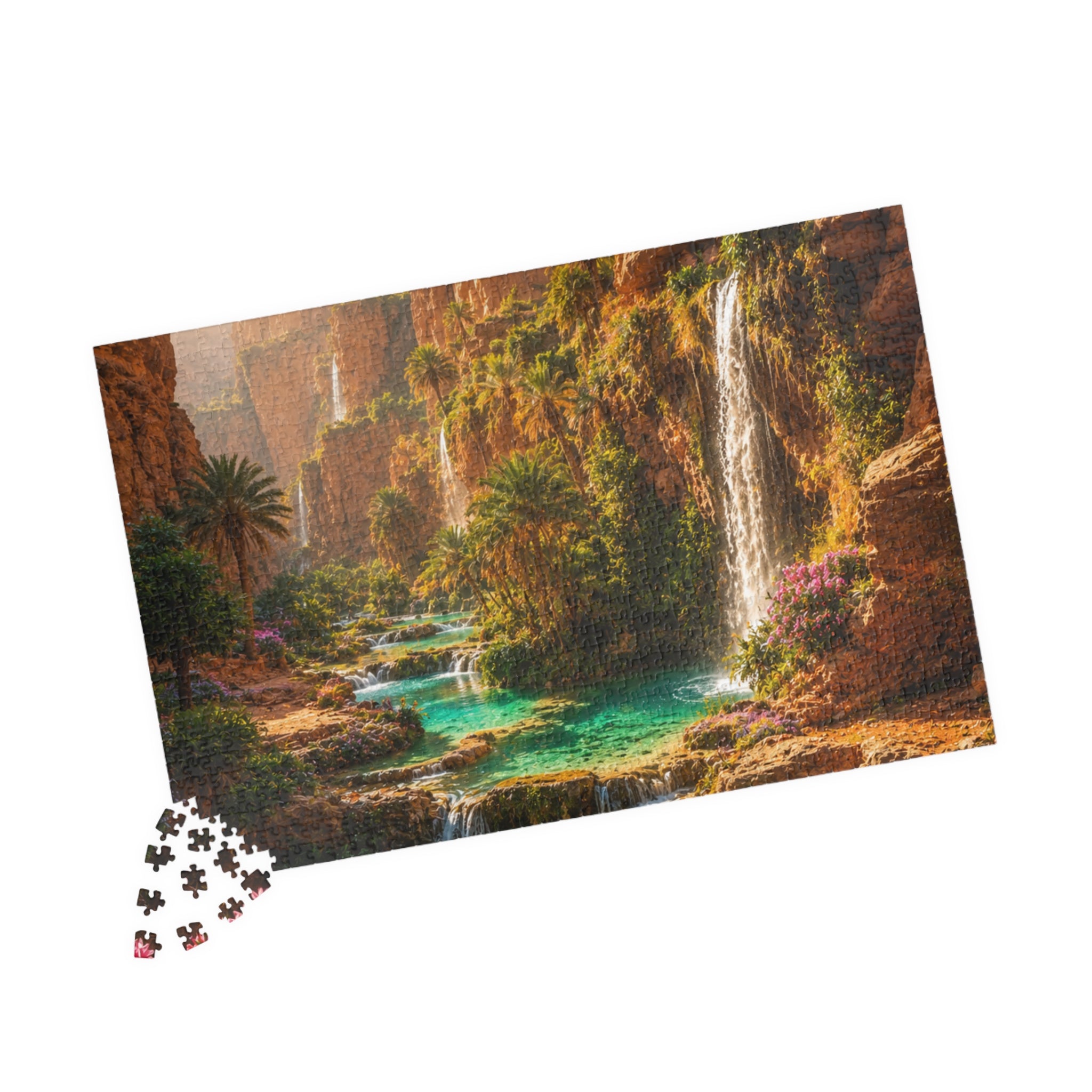 Scenic Oasis Waterfall Jigsaw Puzzle — 110/252/520/1014-Piece Landscape Puzzle