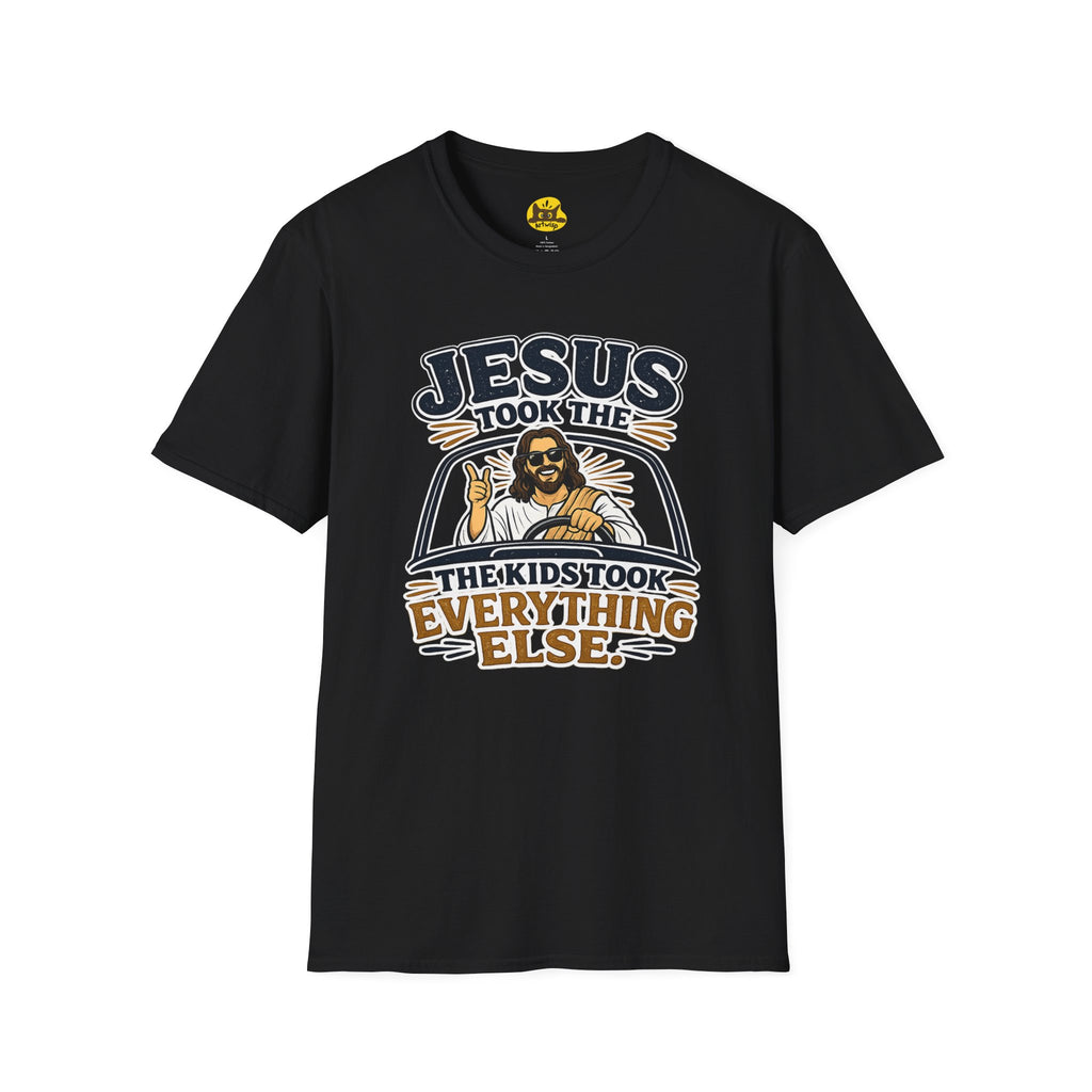 Jesus Took The Wheel T‑Shirt — "Jesus Took The Kids Took Everything Else" Christian Graphic Tee