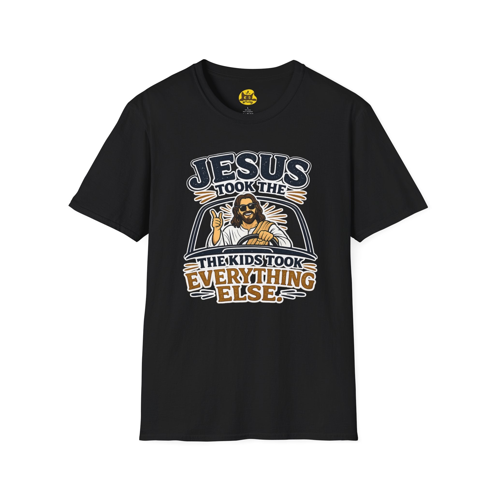 Jesus Took The Wheel T‑Shirt — "Jesus Took The Kids Took Everything Else" Christian Graphic Tee