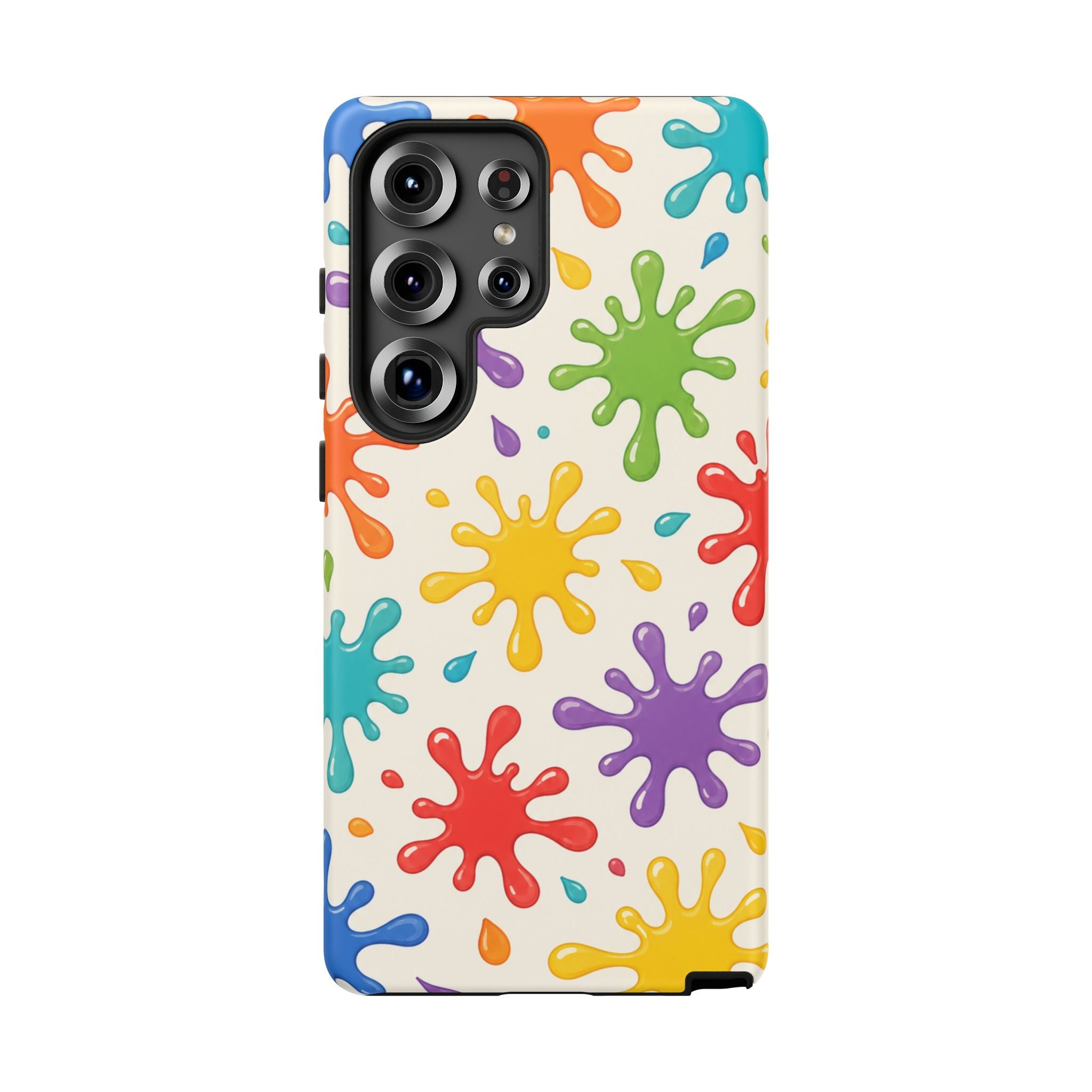 Colorful Paint Splat Phone Case — Protective Tough Case with Bright Rainbow Splatter Design