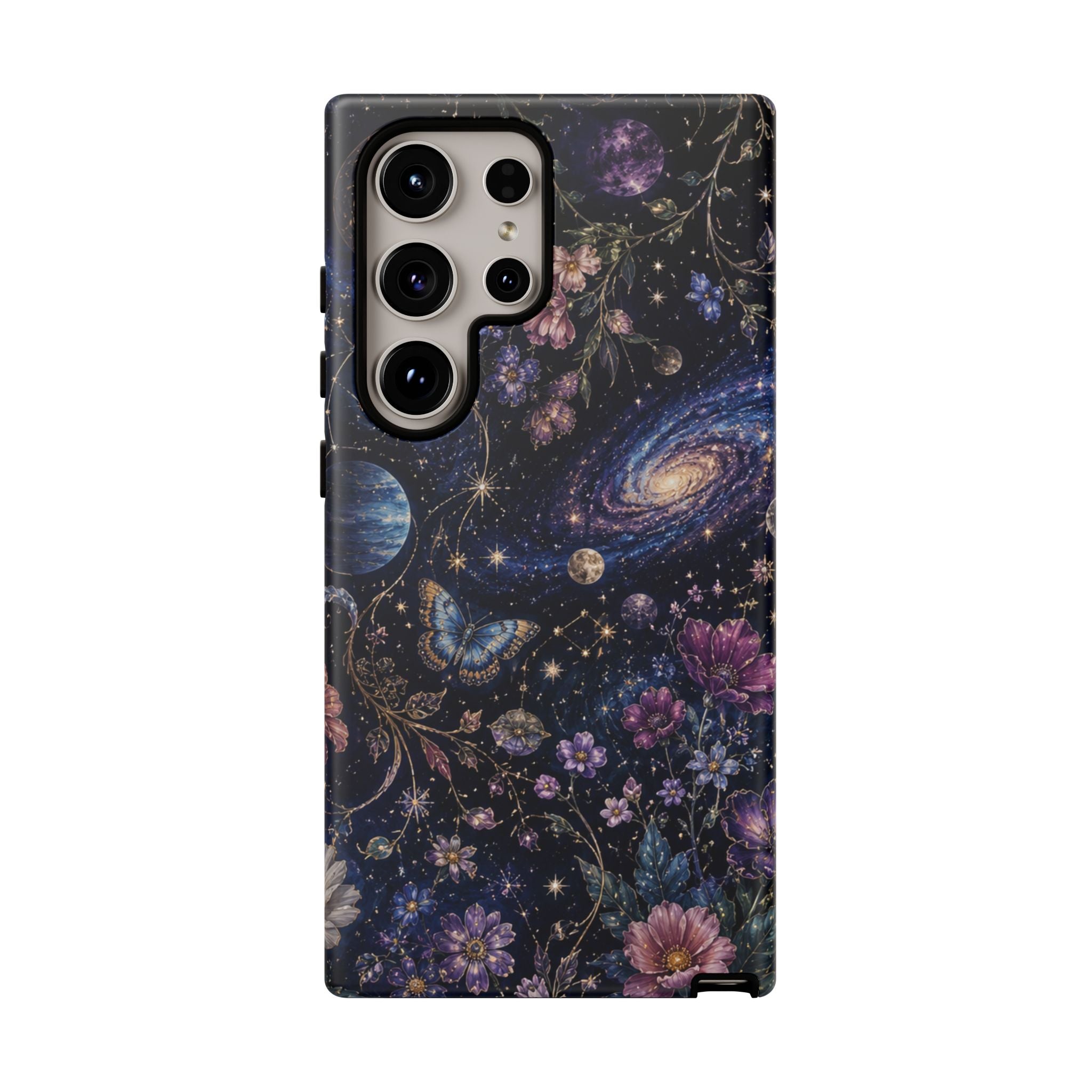 Cosmic Garden Tough Phone Case — Floral Galaxy Phone Protective Cover
