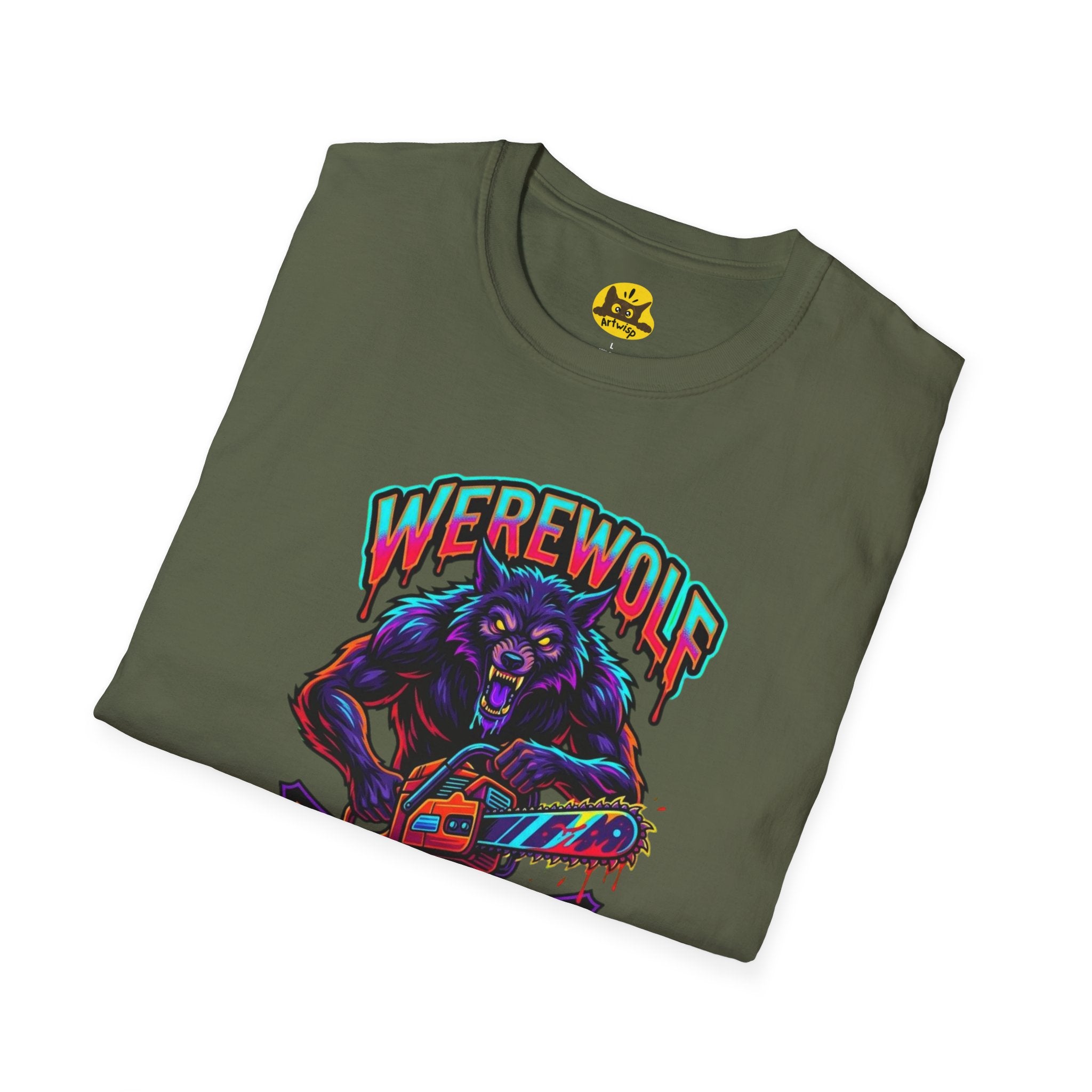 Werewolf T-Shirt — "Werewolf with a Chainsaw" Retro Horror Graphic Tee