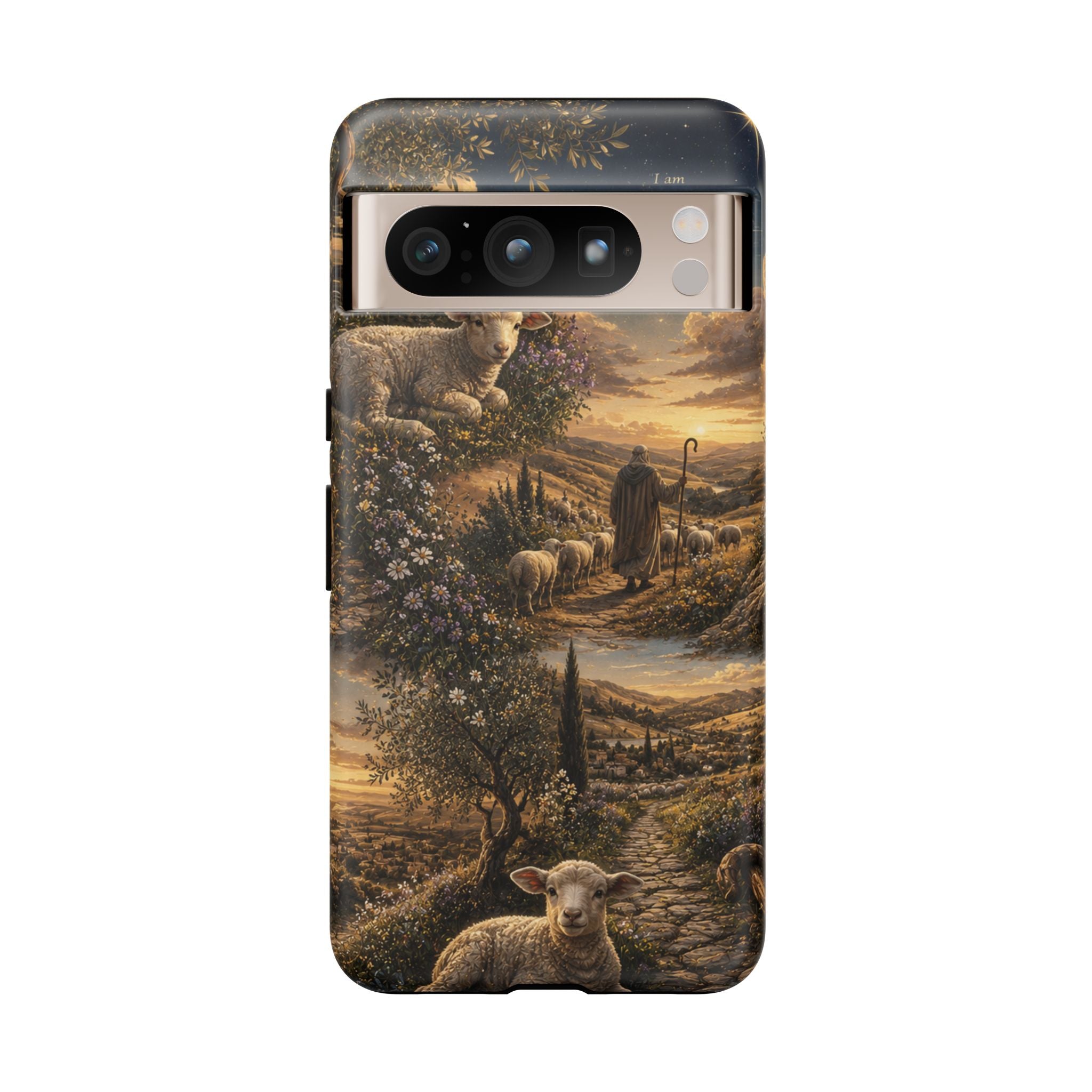 Tough Phone Case — Shepherd & Lamb Scenic Christian Scripture Design ("The good shepherd...")