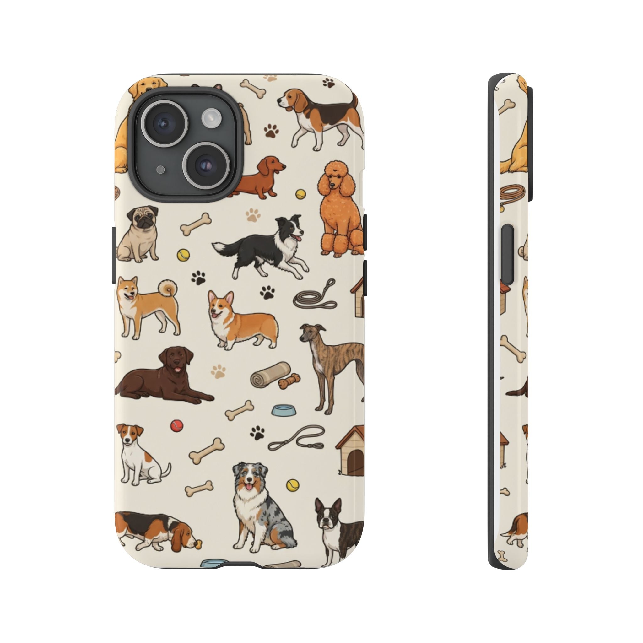 Dog Pattern Tough Phone Case — Cute Breed Collage Protective Cover