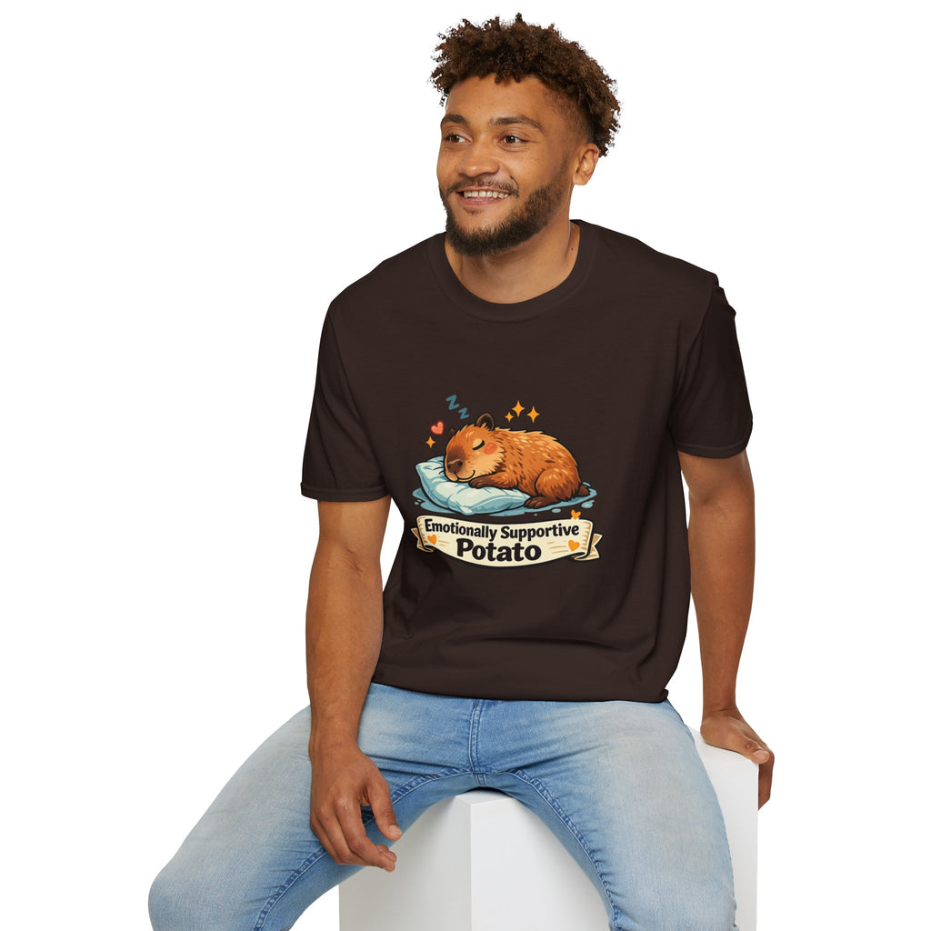 Emotionally Supportive Potato T-Shirt — Cute Sleeping Capybara Design