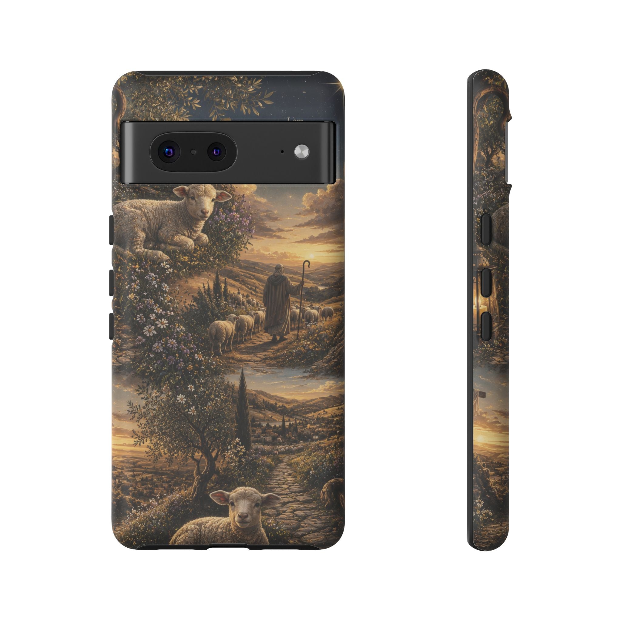 Tough Phone Case — Shepherd & Lamb Scenic Christian Scripture Design ("The good shepherd...")
