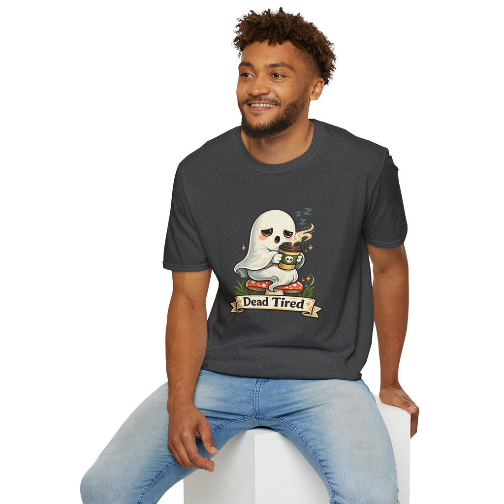 Ghost Coffee T‑Shirt — "Dead Tired" Cute Sleeping Ghost Tee