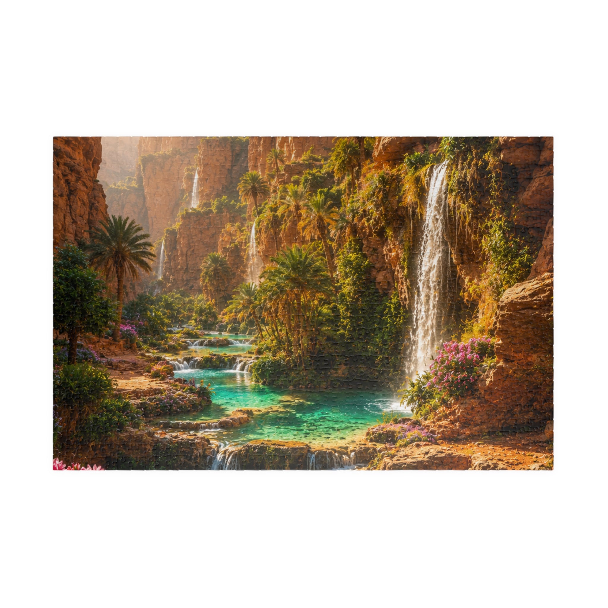 Scenic Oasis Waterfall Jigsaw Puzzle — 110/252/520/1014-Piece Landscape Puzzle