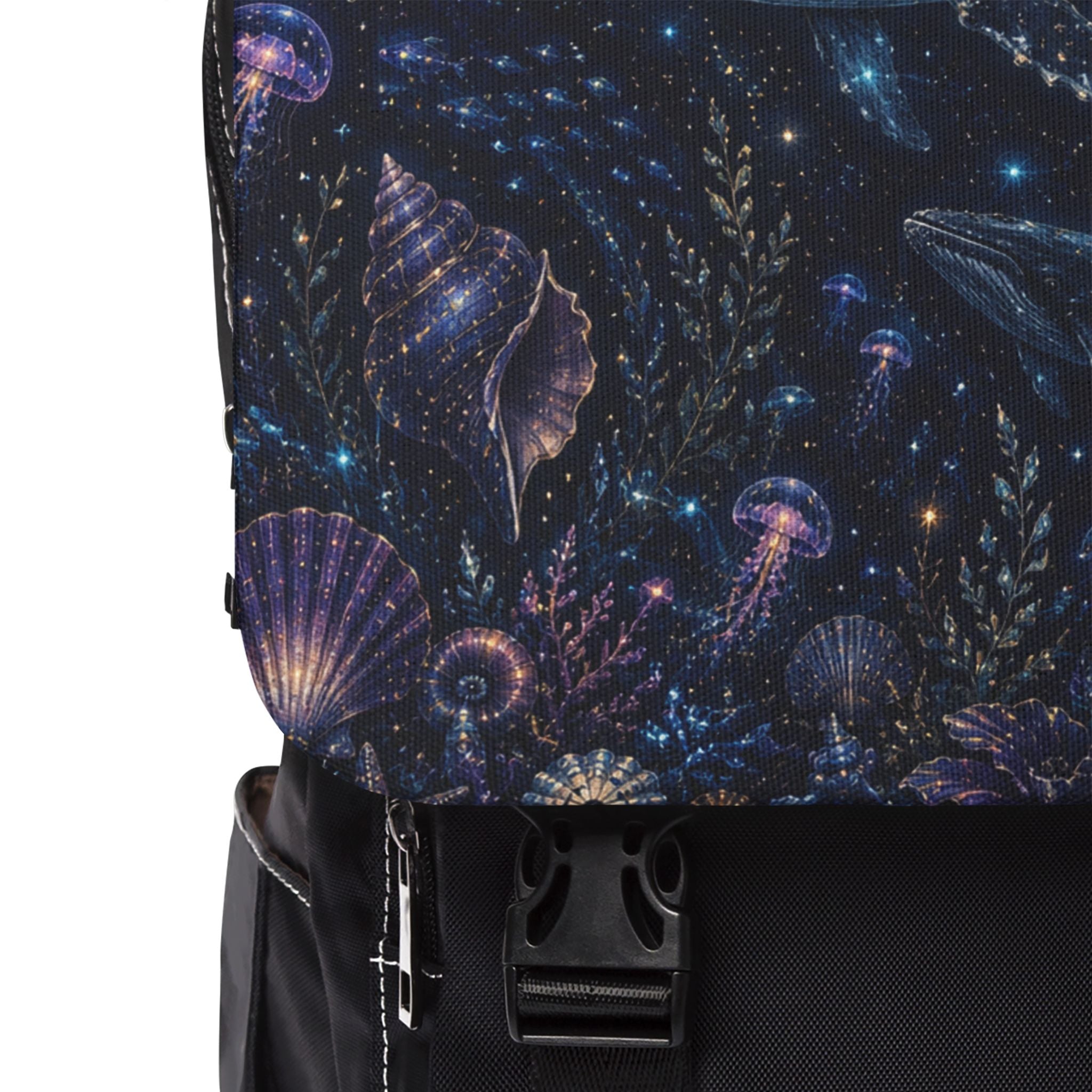Ocean Night Whale Shoulder Backpack — Starry Sea Jellyfish Shoulder Backpack