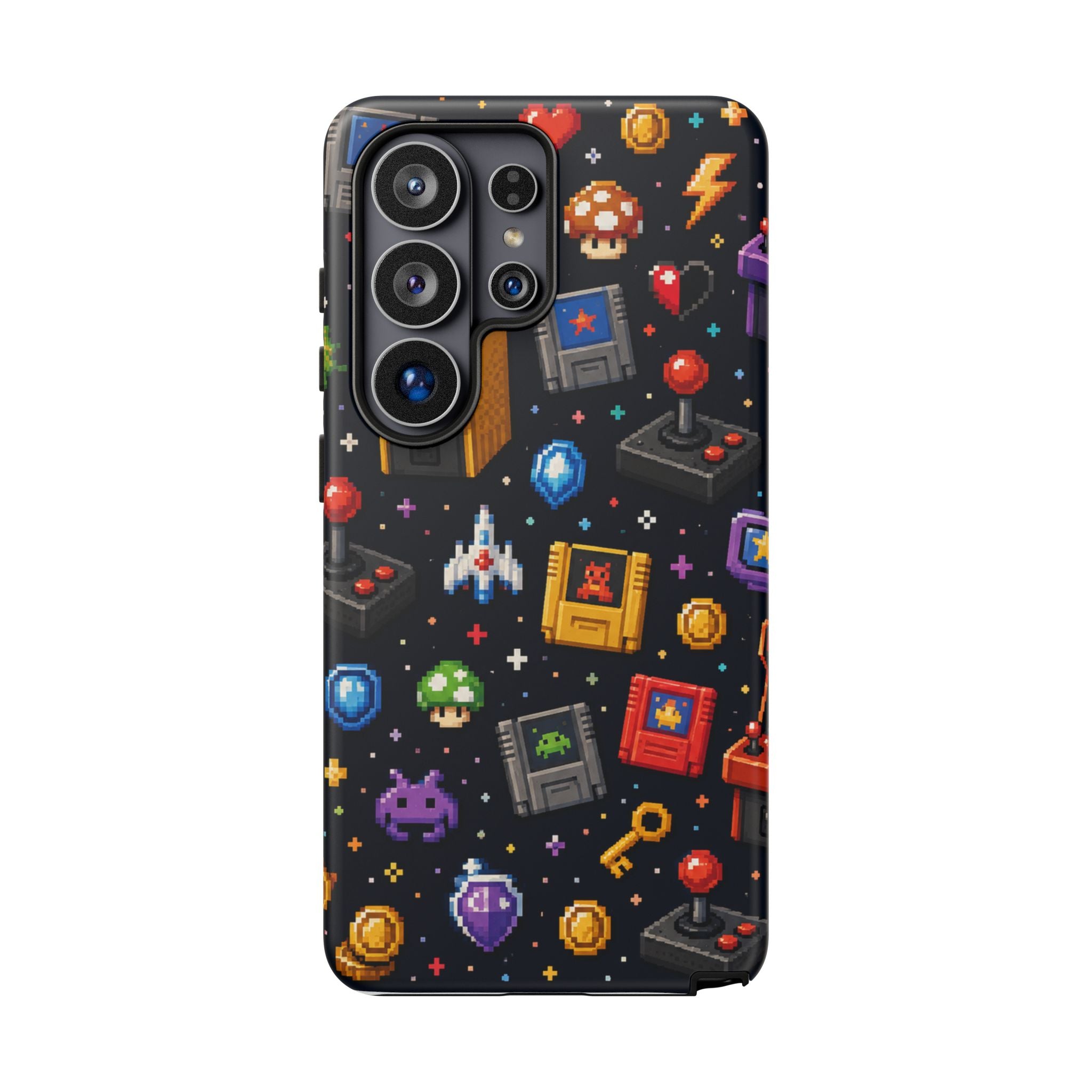 Retro Arcade Pixel Art Phone Case — Gamer Icons Pattern