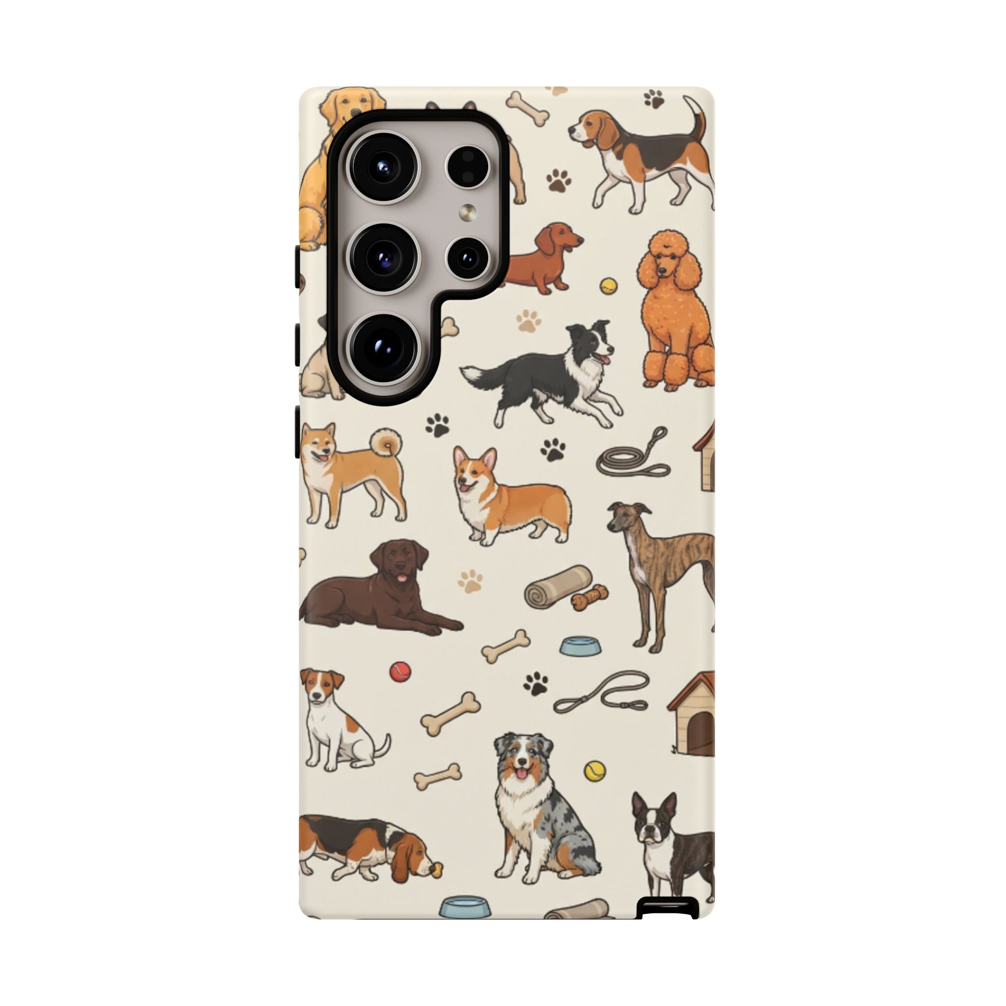 Dog Pattern Tough Phone Case — Cute Breed Collage Protective Cover