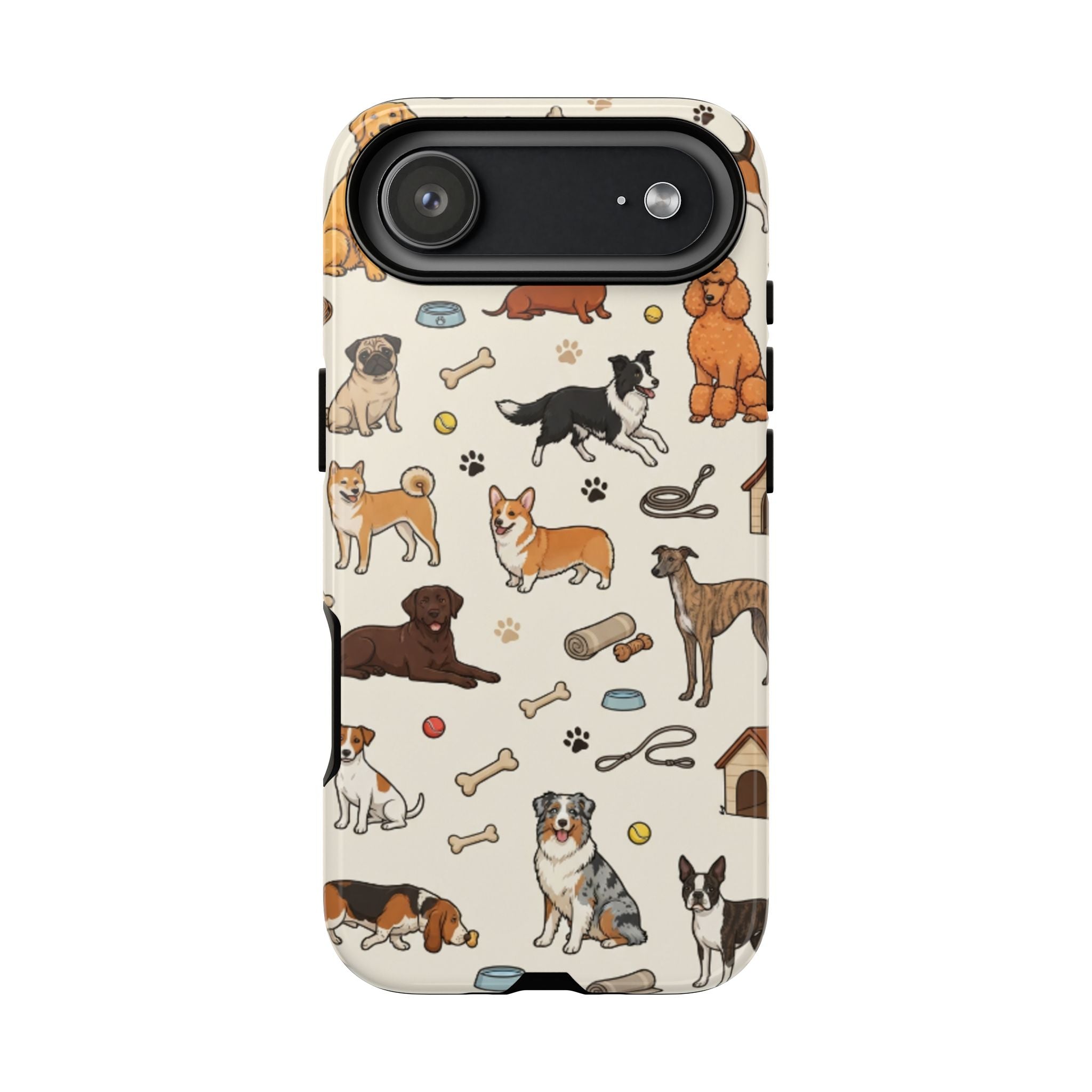 Dog Pattern Tough Phone Case — Cute Breed Collage Protective Cover