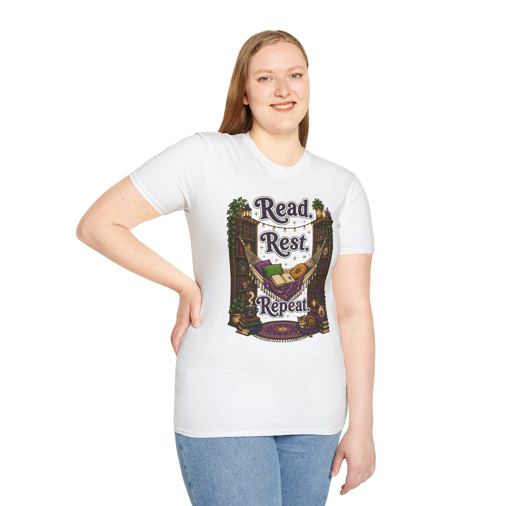Read. Rest. Repeat. T-Shirt — Cozy Book Lover Tee