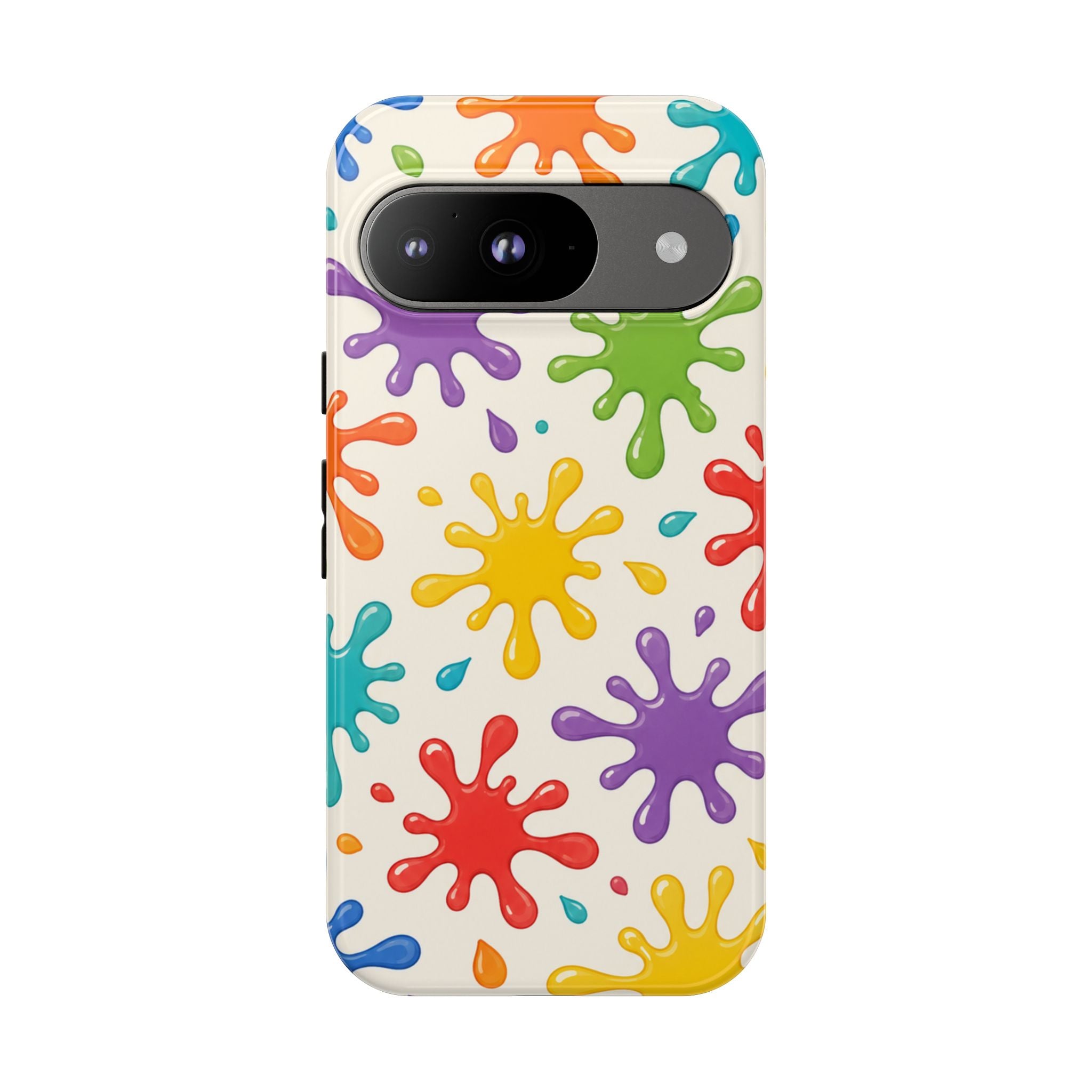Colorful Paint Splat Phone Case — Protective Tough Case with Bright Rainbow Splatter Design