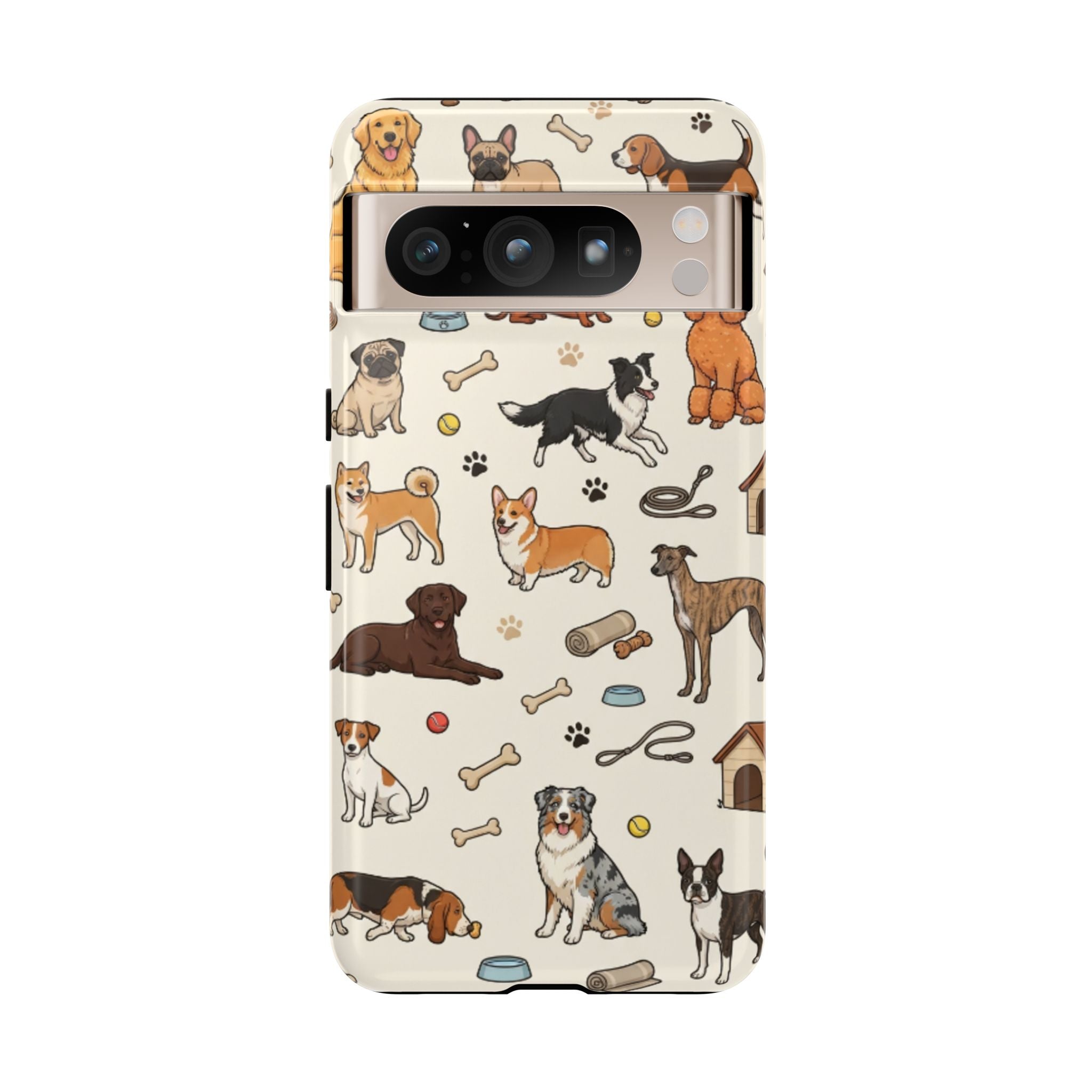 Dog Pattern Tough Phone Case — Cute Breed Collage Protective Cover