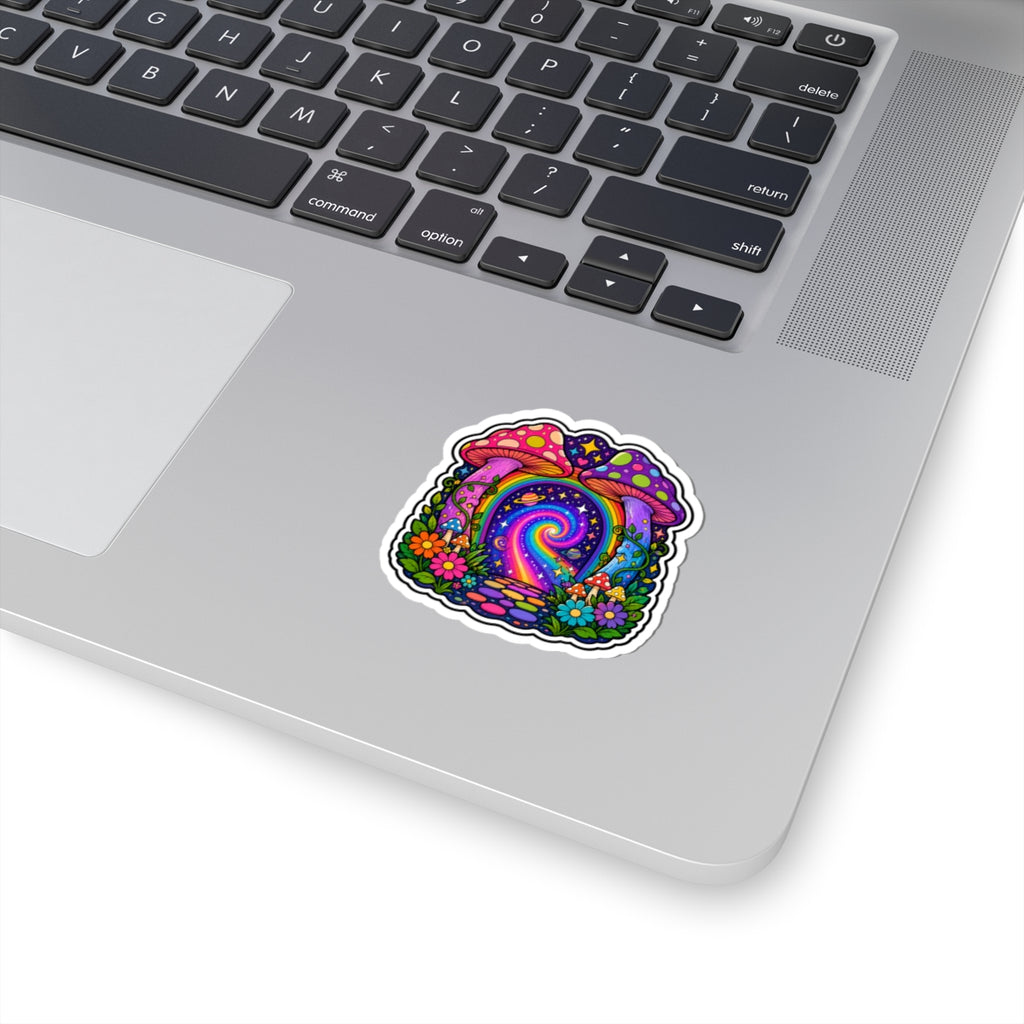 Psychedelic Mushroom Portal Sticker — Colorful Trippy Kiss-Cut Decal