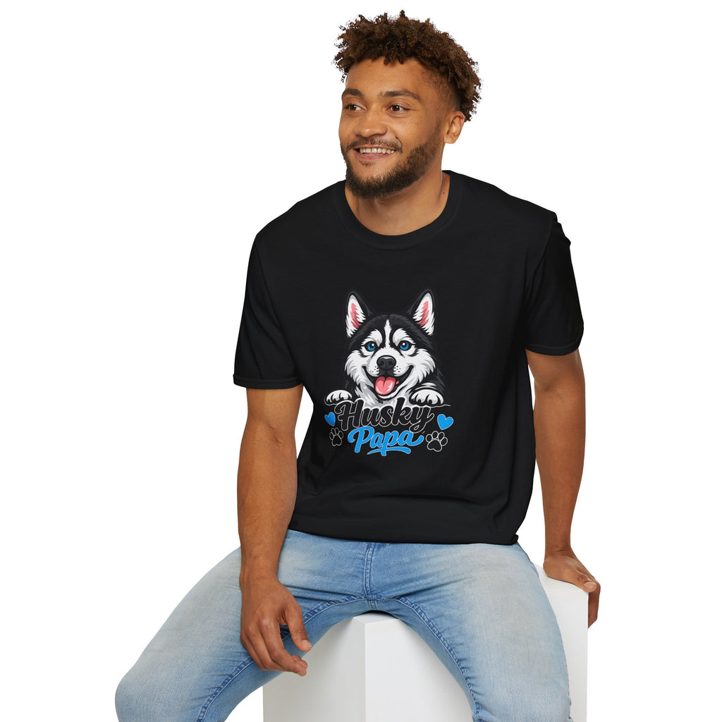 Husky Papa T-Shirt — Cute Siberian Husky Graphic Tee for Dog Dads