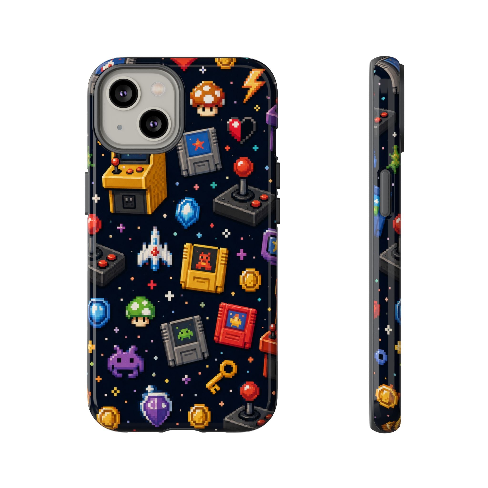 Retro Arcade Pixel Art Phone Case — Gamer Icons Pattern