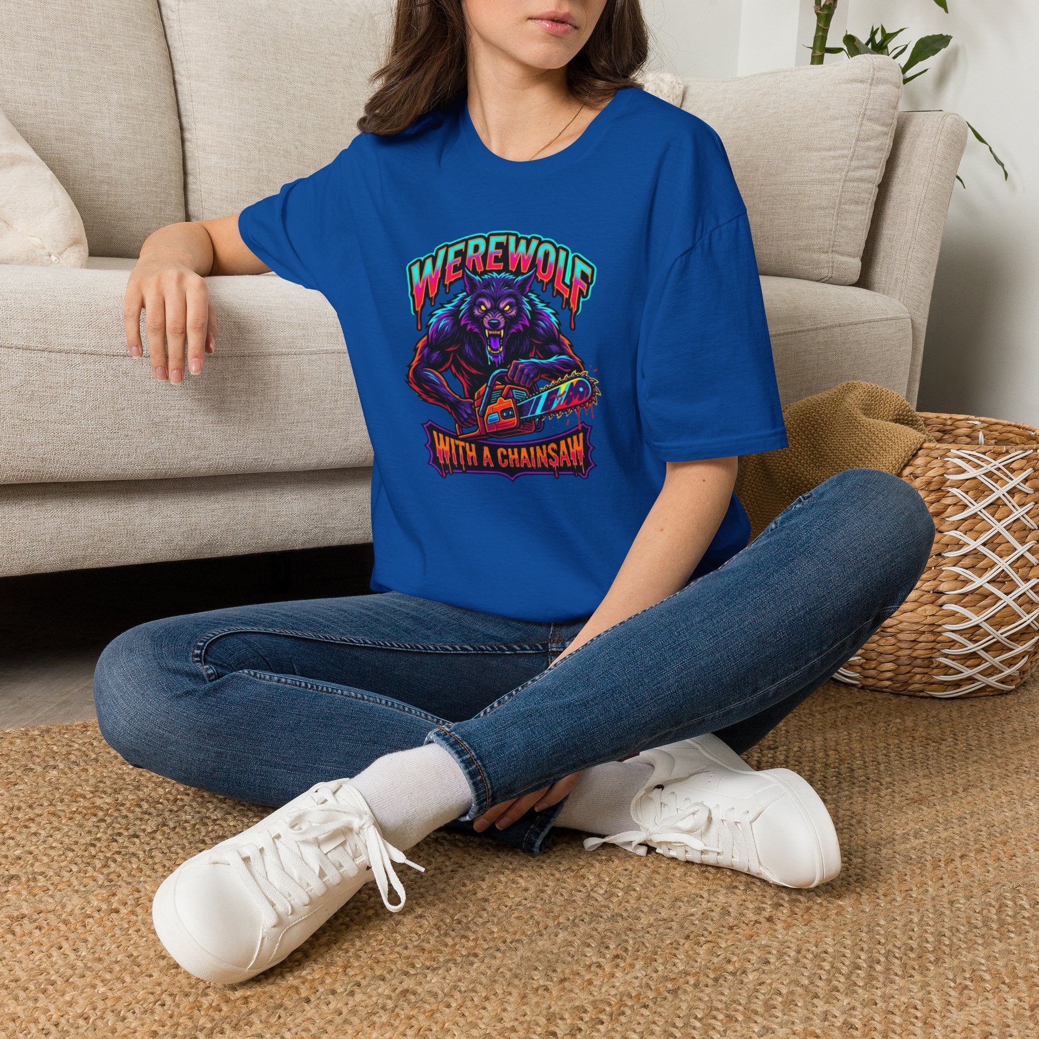 Werewolf T-Shirt — "Werewolf with a Chainsaw" Retro Horror Graphic Tee