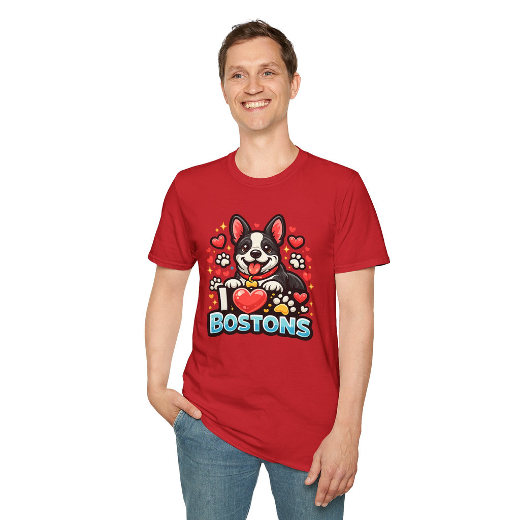 Boston Terrier T-Shirt — Cute "I ♥ Bostons" Dog Lover Tee