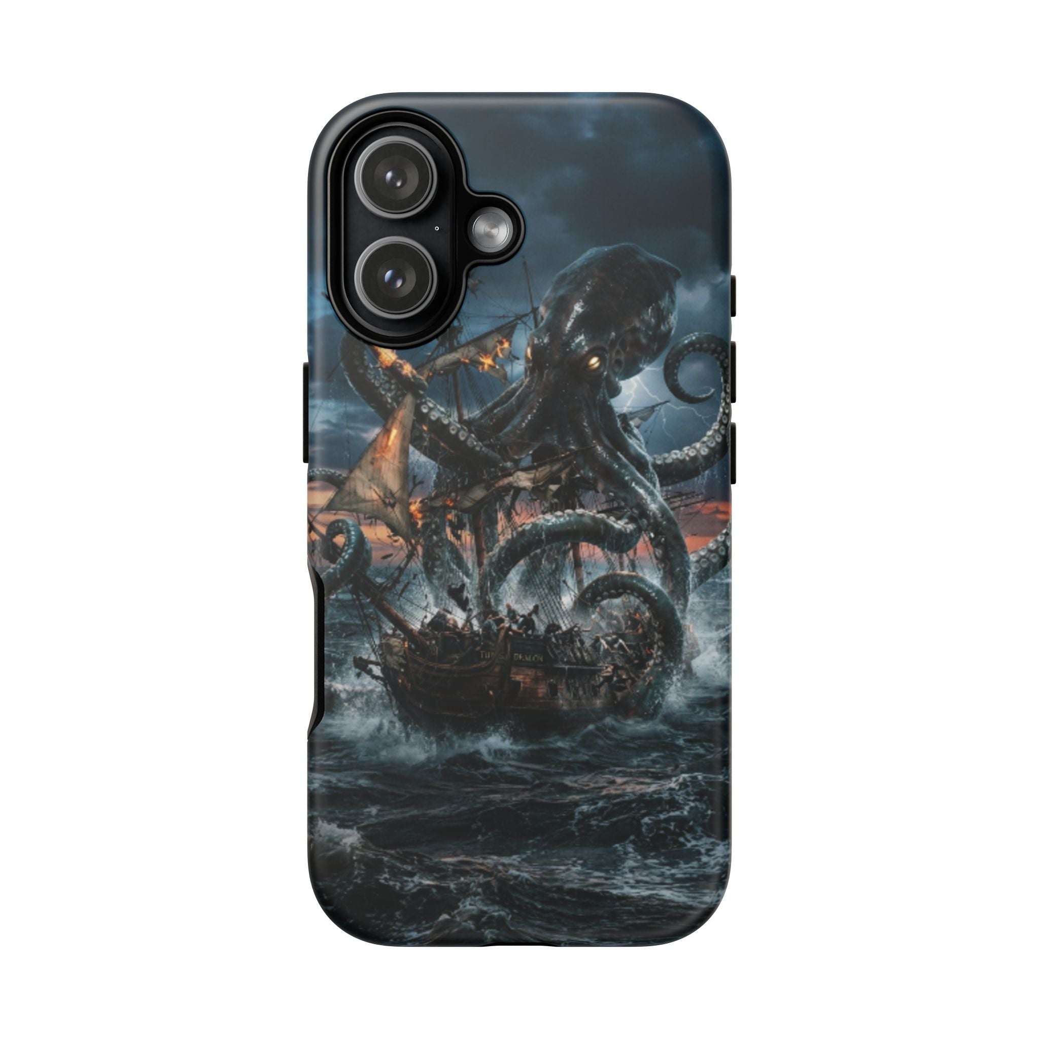 Kraken Sea Battle Phone Case — Ocean Monster Shipwreck Design