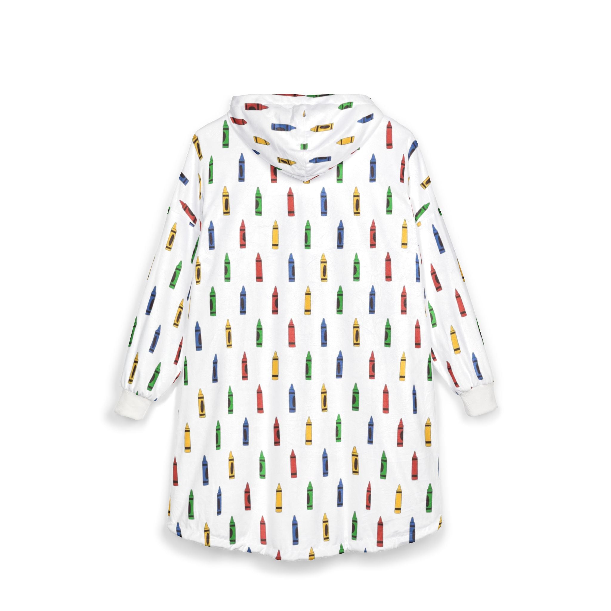 Hooded Blanket with Colorful Crayon Pattern – Cozy Kids & Teacher Gift