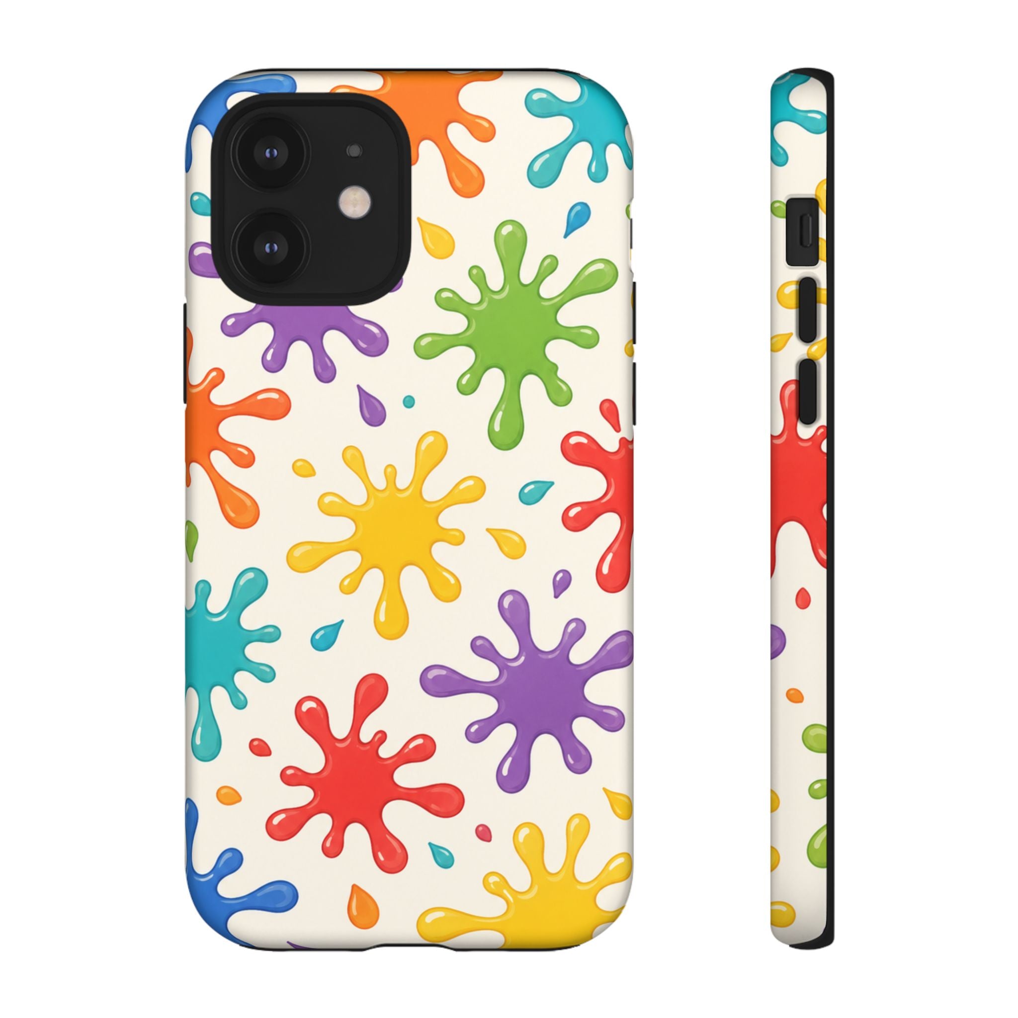 Colorful Paint Splat Phone Case — Protective Tough Case with Bright Rainbow Splatter Design