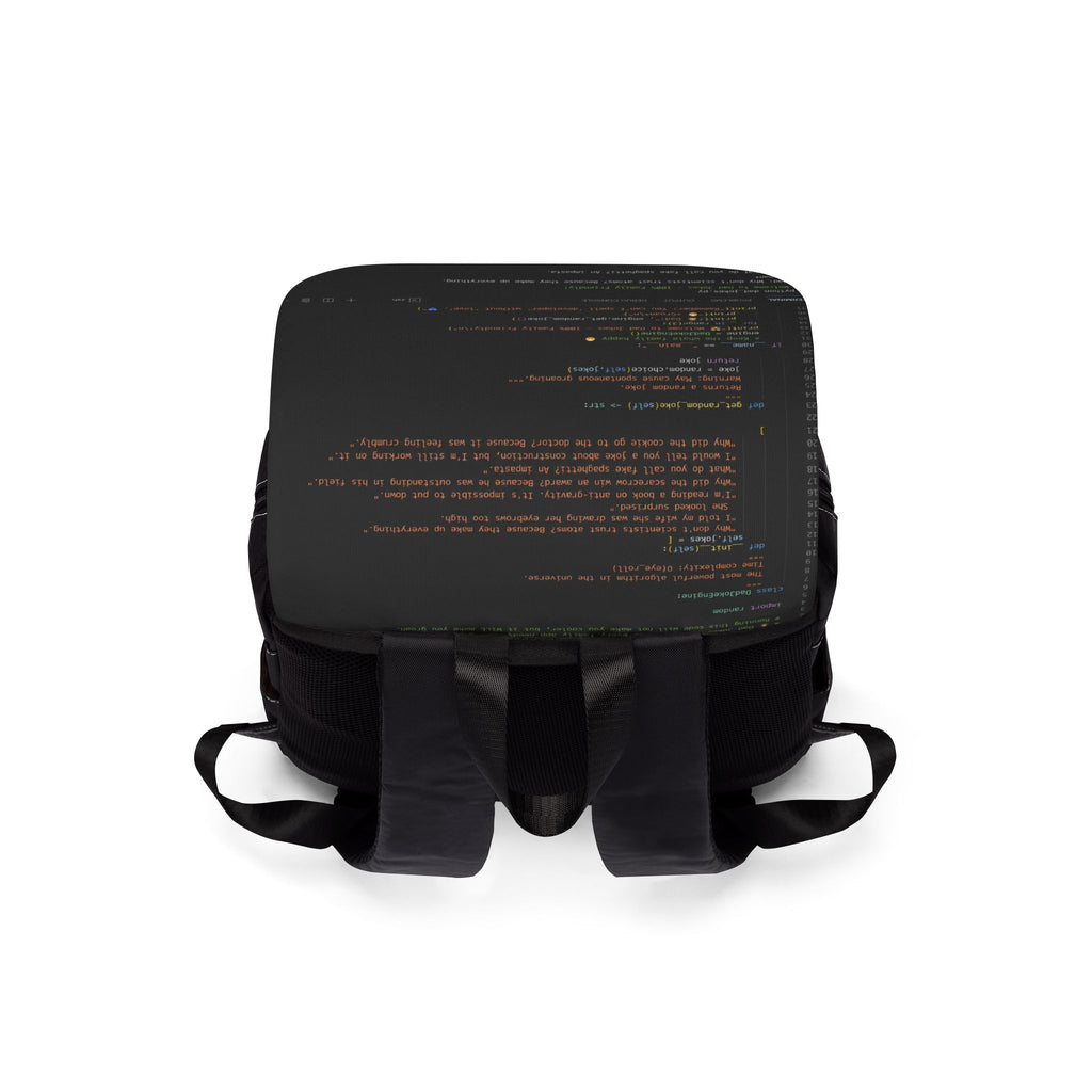 Coder Dad Shoulder Backpack — Black Programming Code Print