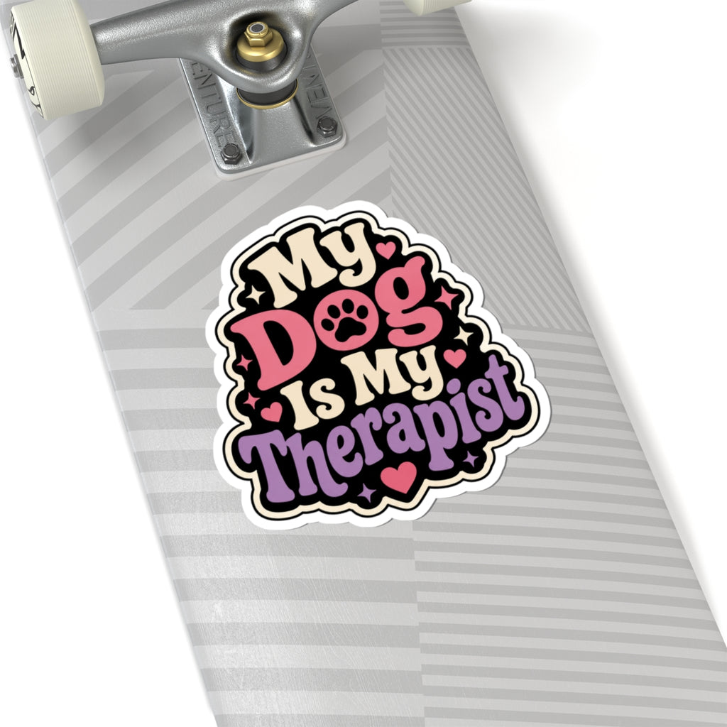 My Dog Is My Therapist Kiss-Cut Sticker — Cute Paw Print Mental Health Pet Decal