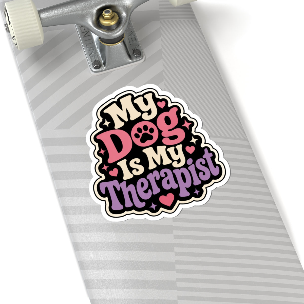 My Dog Is My Therapist Kiss-Cut Sticker — Cute Paw Print Mental Health Pet Decal