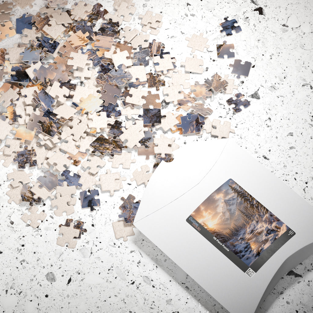 Winter Mountain River Puzzle — Scenic Snowy Landscape Jigsaw (110/252/520/1014 pcs)