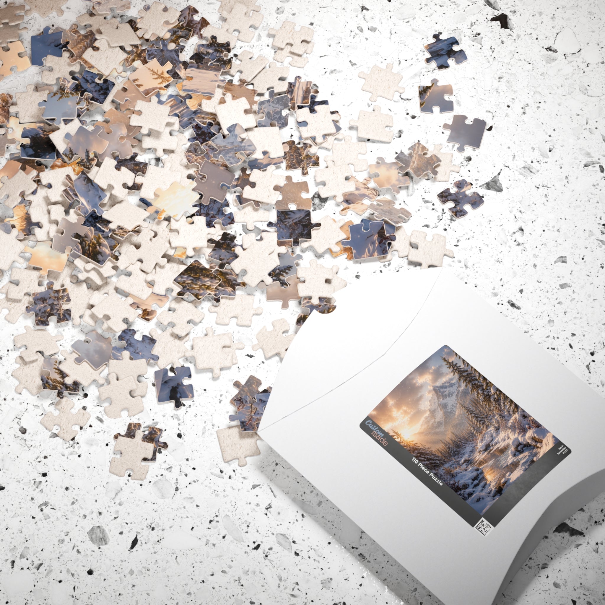 Winter Mountain River Puzzle — Scenic Snowy Landscape Jigsaw (110/252/520/1014 pcs)