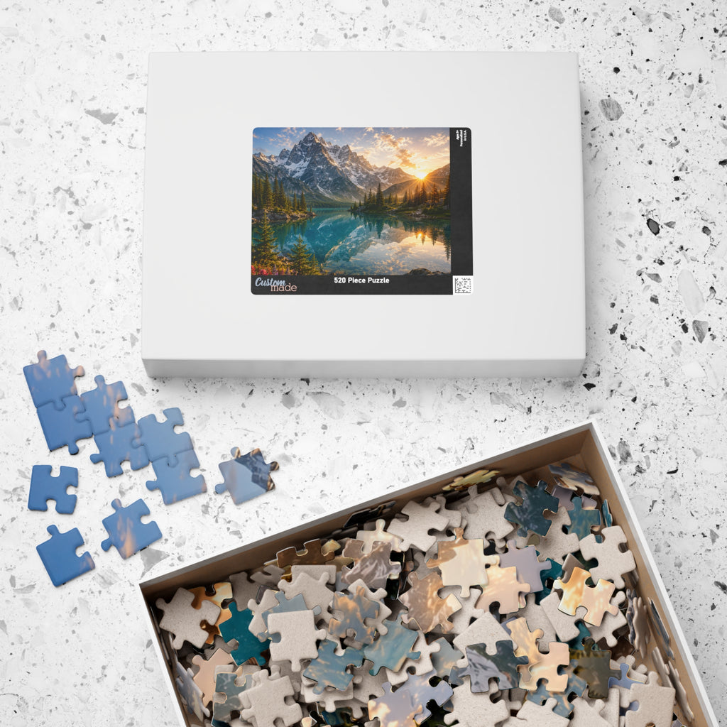 Mountain Lake Sunset Puzzle — Scenic Nature Jigsaw (110–1014 pcs)