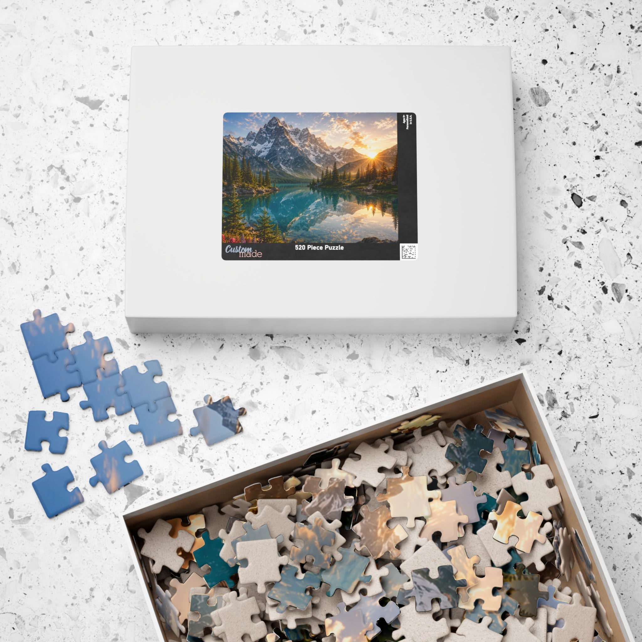 Mountain Lake Sunset Puzzle — Scenic Nature Jigsaw (110–1014 pcs)