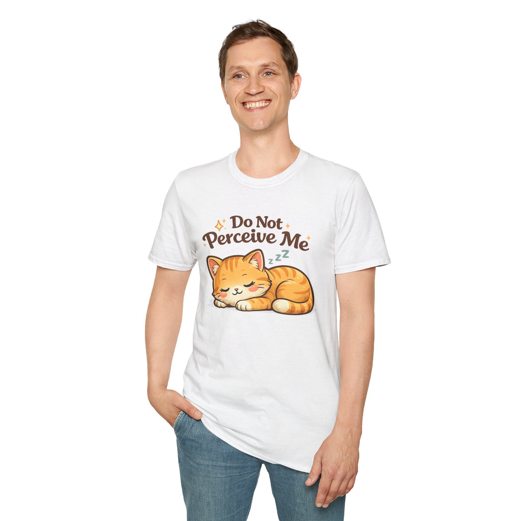 Cat T-Shirt — "Do Not Perceive Me" Cute Sleeping Orange Cat Tee
