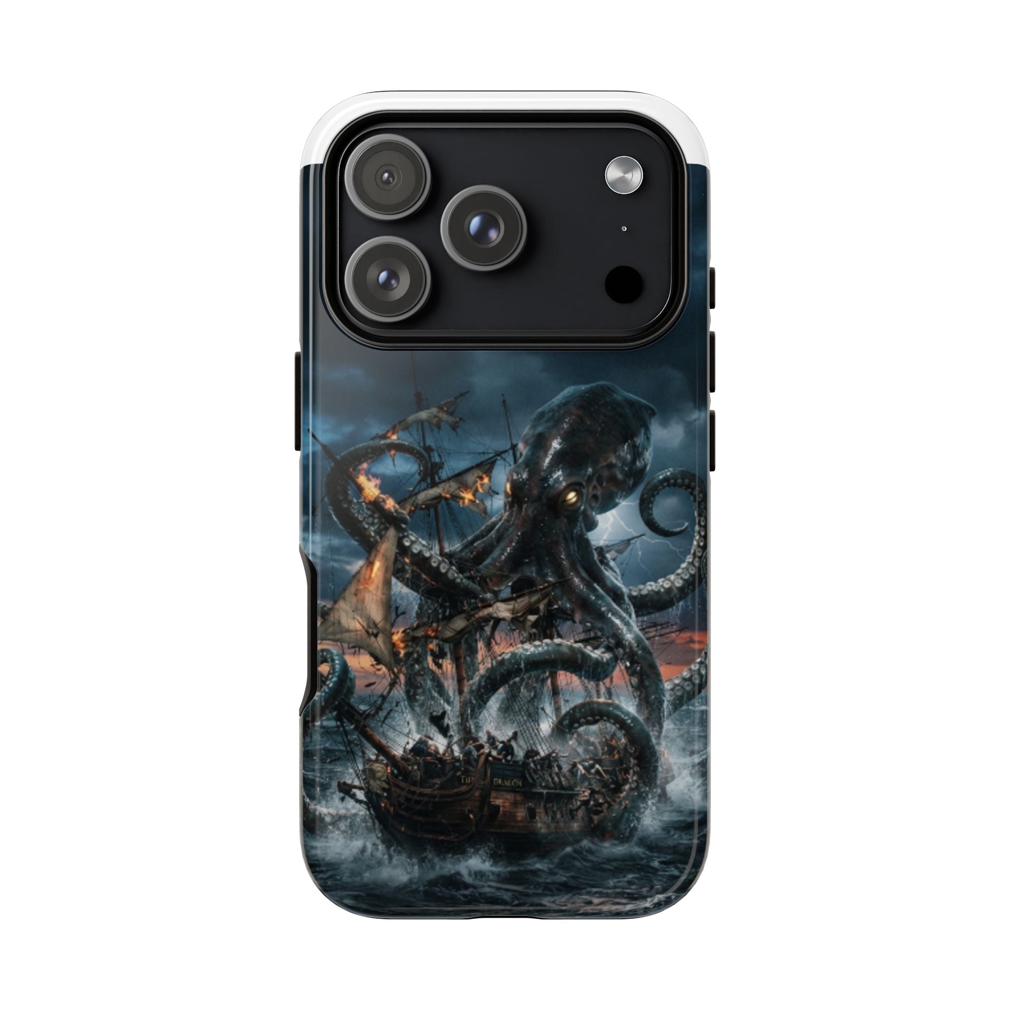 Kraken Sea Battle Phone Case — Ocean Monster Shipwreck Design