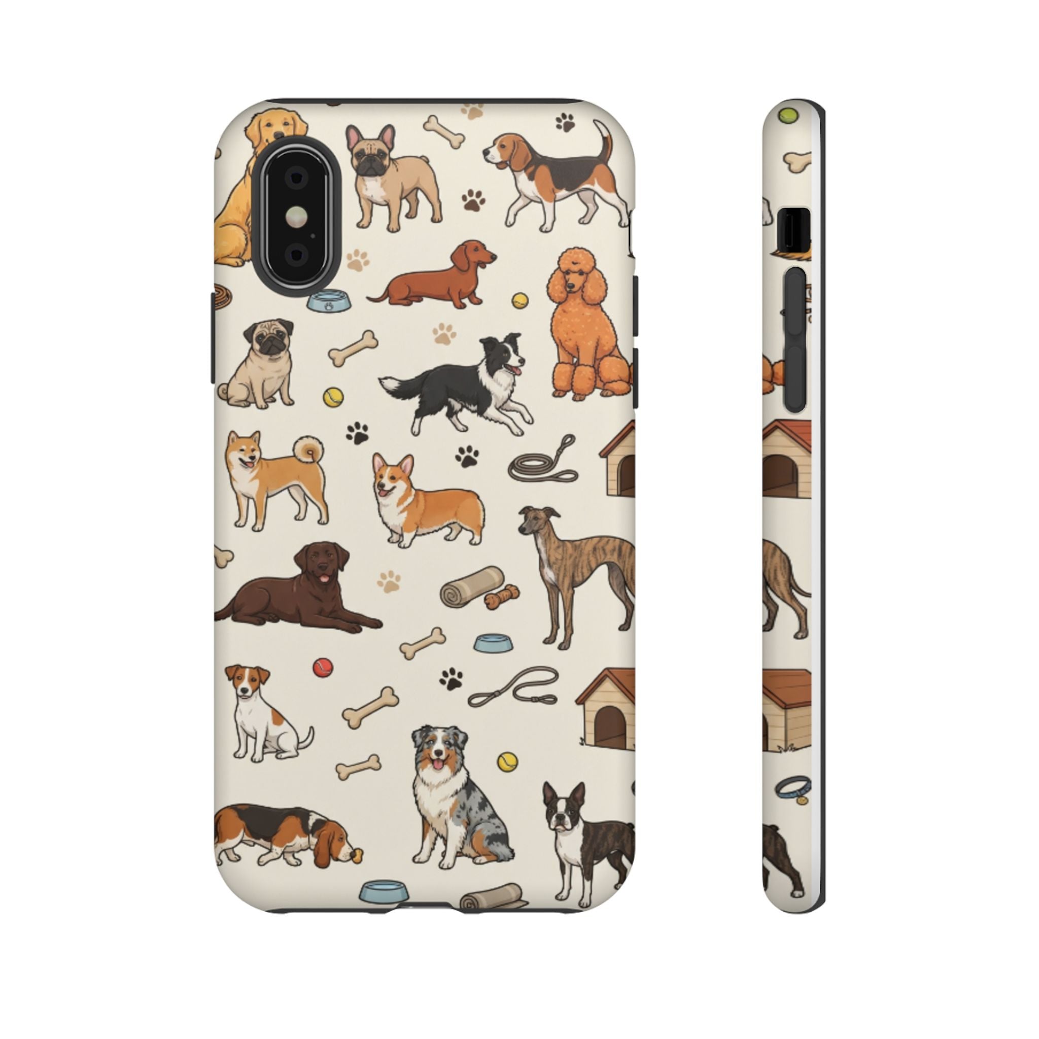 Dog Pattern Tough Phone Case — Cute Breed Collage Protective Cover