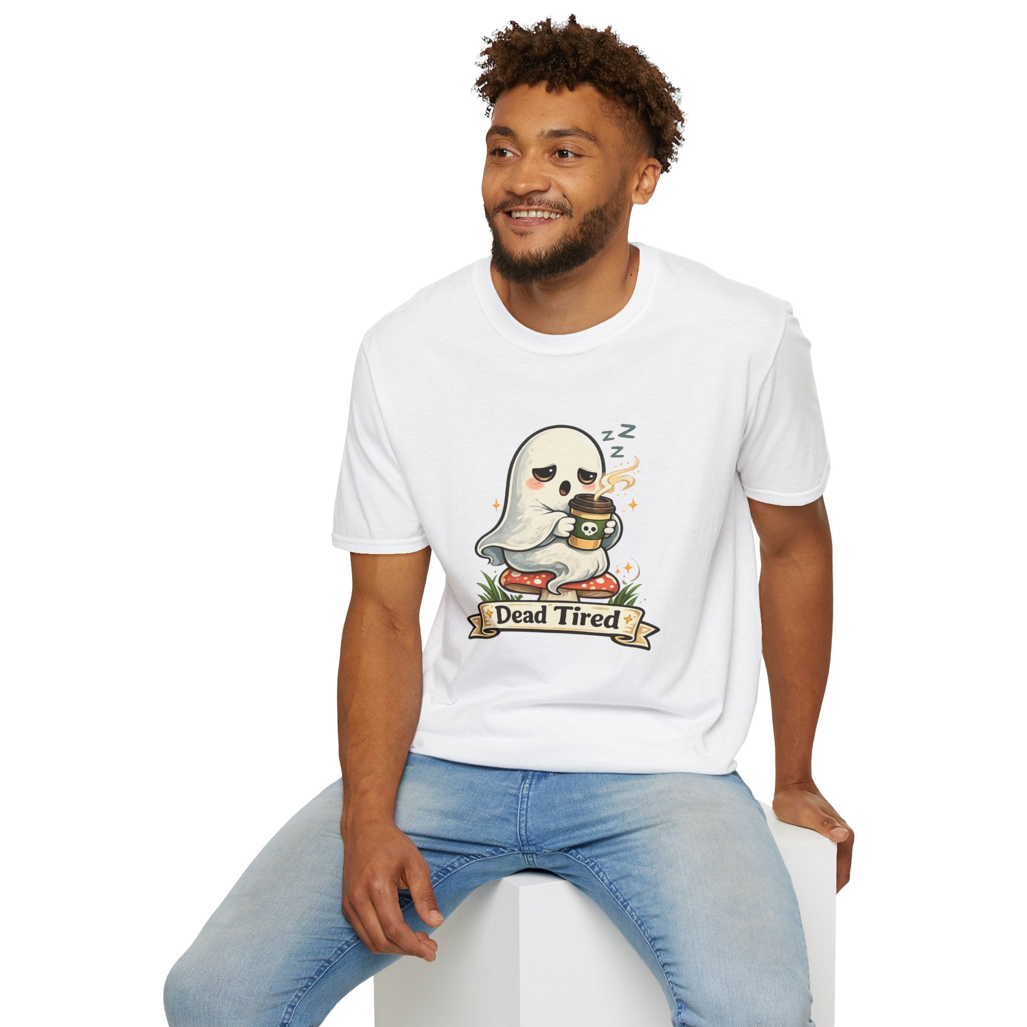 Ghost Coffee T‑Shirt — "Dead Tired" Cute Sleeping Ghost Tee
