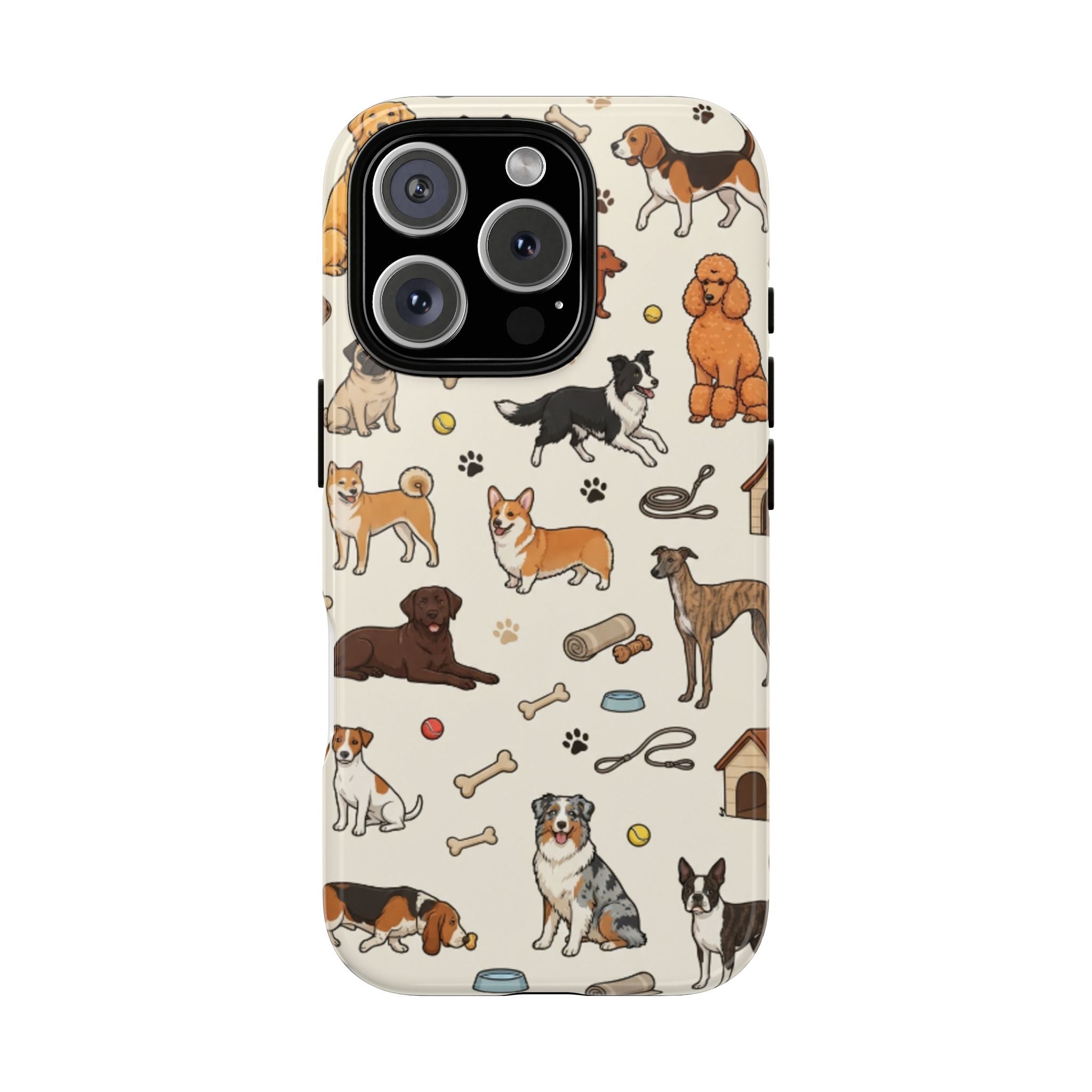 Dog Pattern Tough Phone Case — Cute Breed Collage Protective Cover