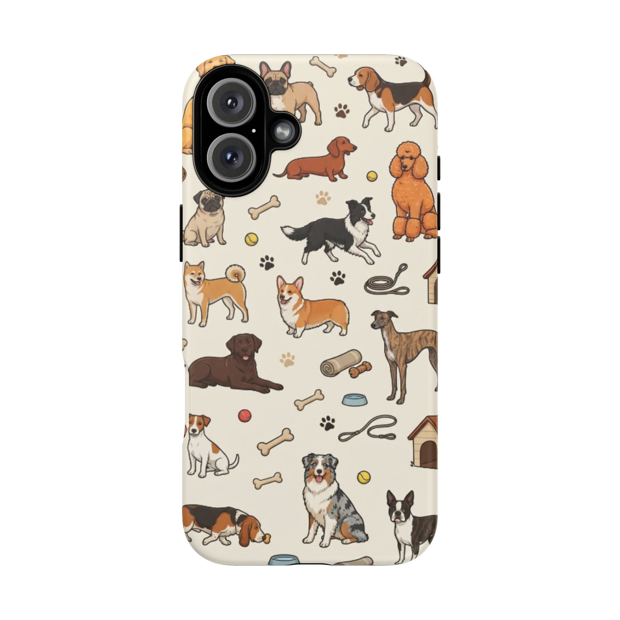 Dog Pattern Tough Phone Case — Cute Breed Collage Protective Cover