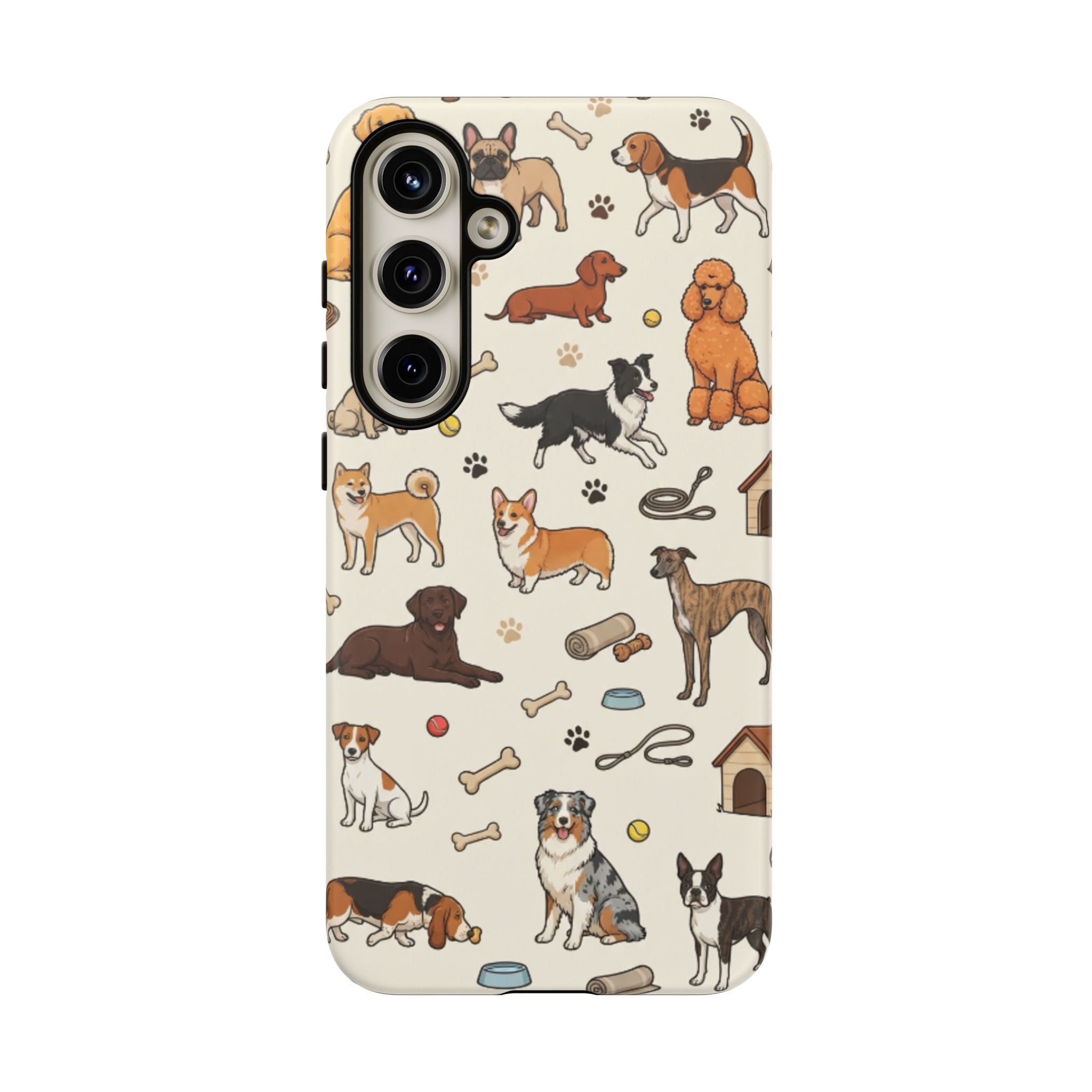 Dog Pattern Tough Phone Case — Cute Breed Collage Protective Cover