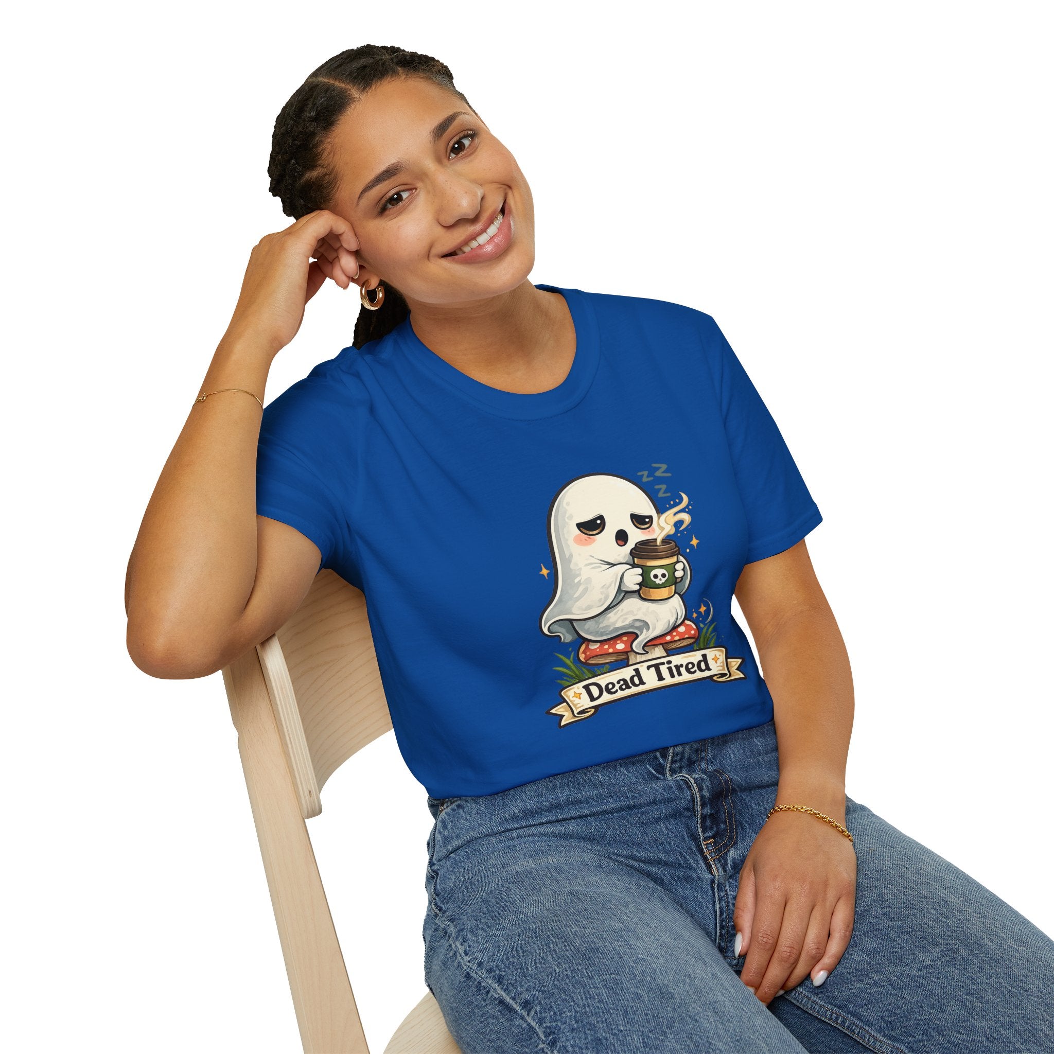 Ghost Coffee T‑Shirt — "Dead Tired" Cute Sleeping Ghost Tee