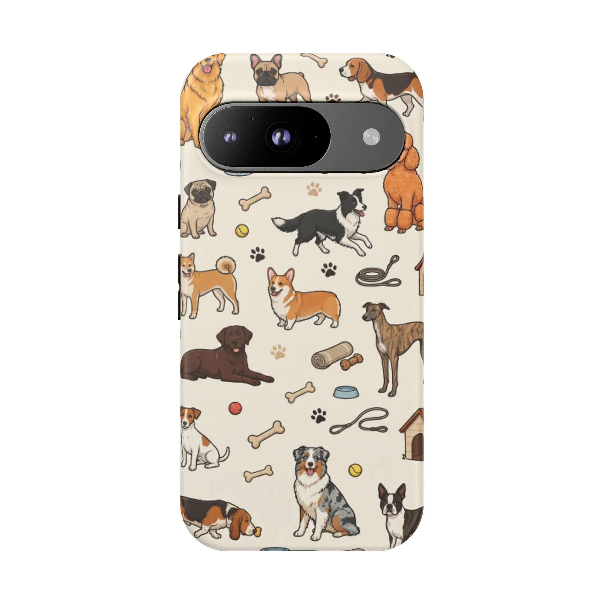 Dog Pattern Tough Phone Case — Cute Breed Collage Protective Cover