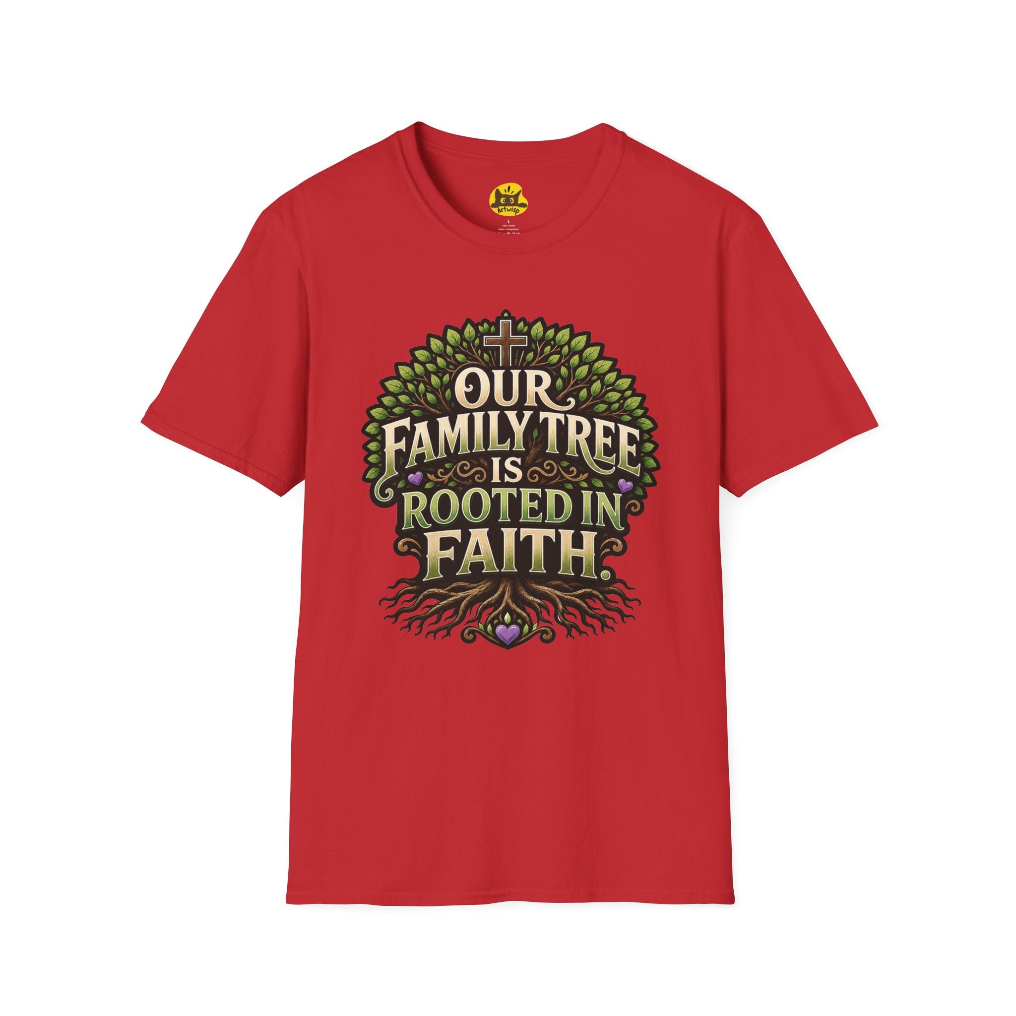 Faith Family Tree T-Shirt — "Our Family Tree Is Rooted in Faith" Christian Graphic Tee